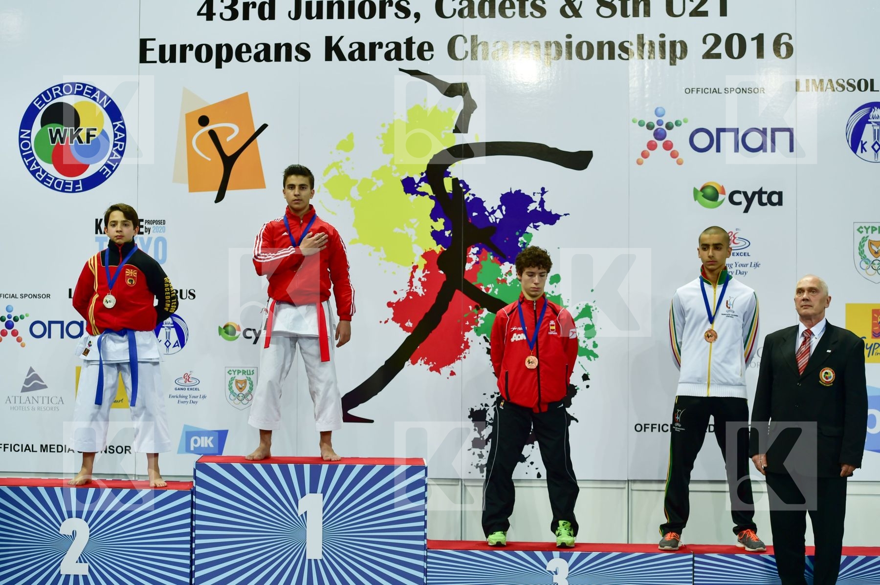 Photo taken during podium of European Cadet, Junior & U21 champi