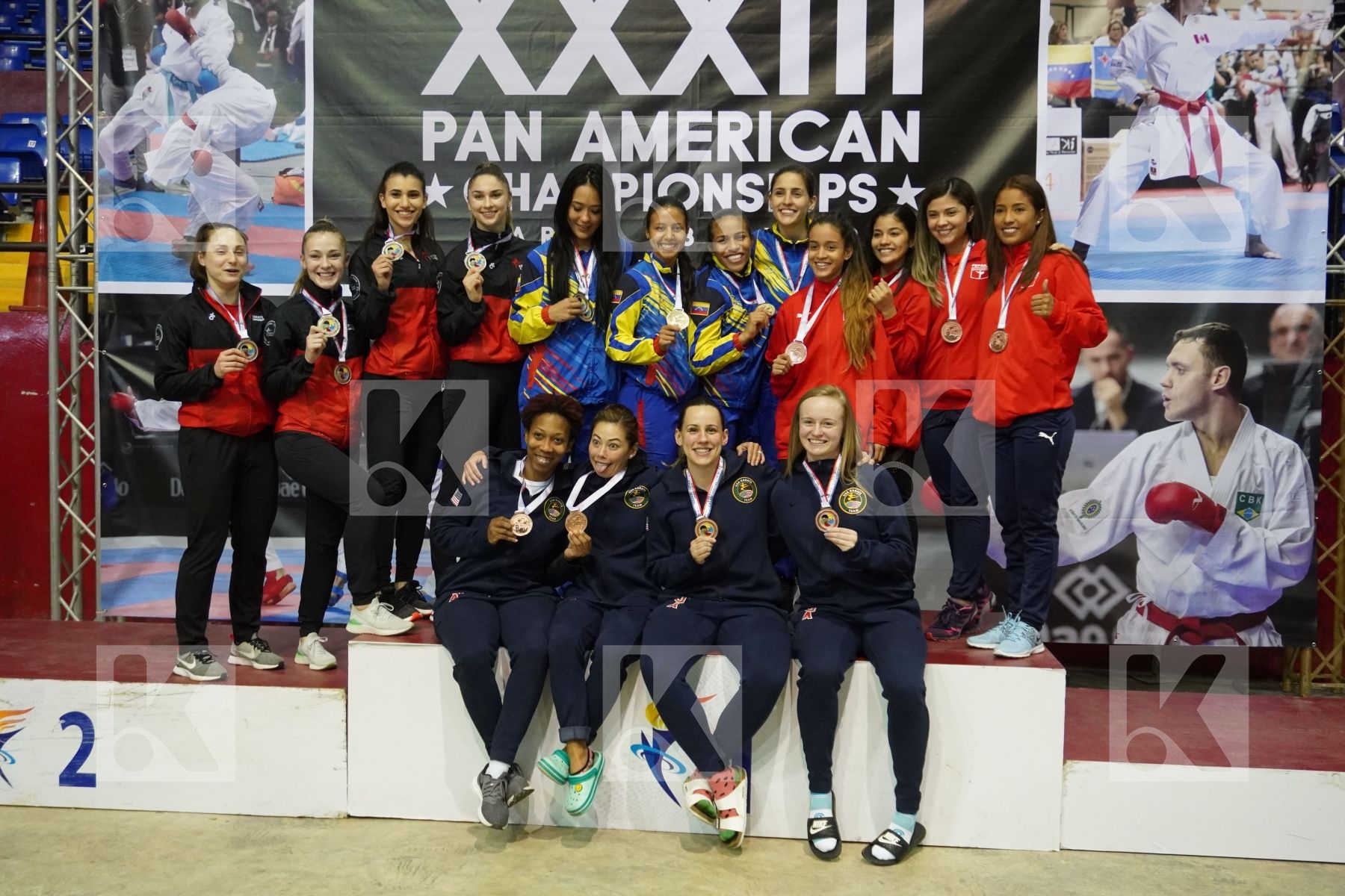 VENEZUELA, CANADA, PANAMA, UNITED STATES in Senior Team Female Kumite - podium