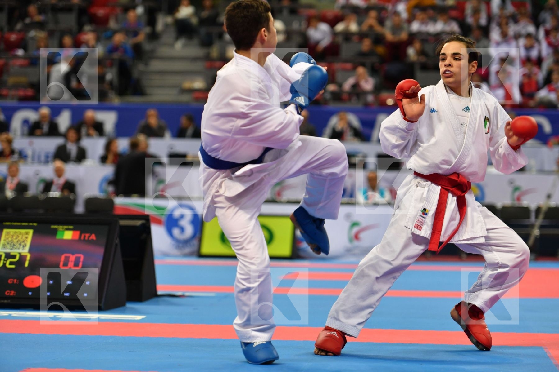 Cadet kumite male -52 kg, Ciarloni Mattia, El yazidi Bilal, Fran