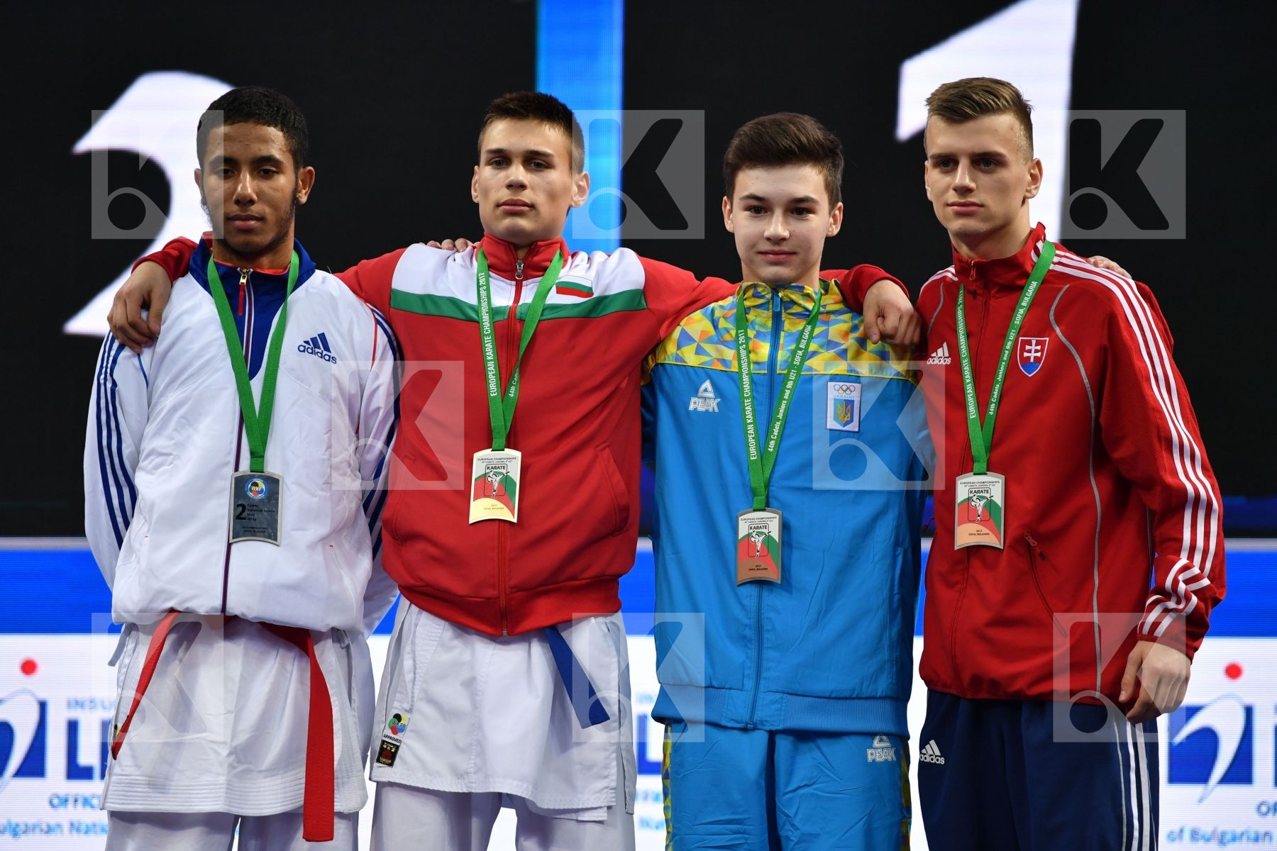 Bulgaria Cadet kumite male -63 kg France Marosi David podium Sal
