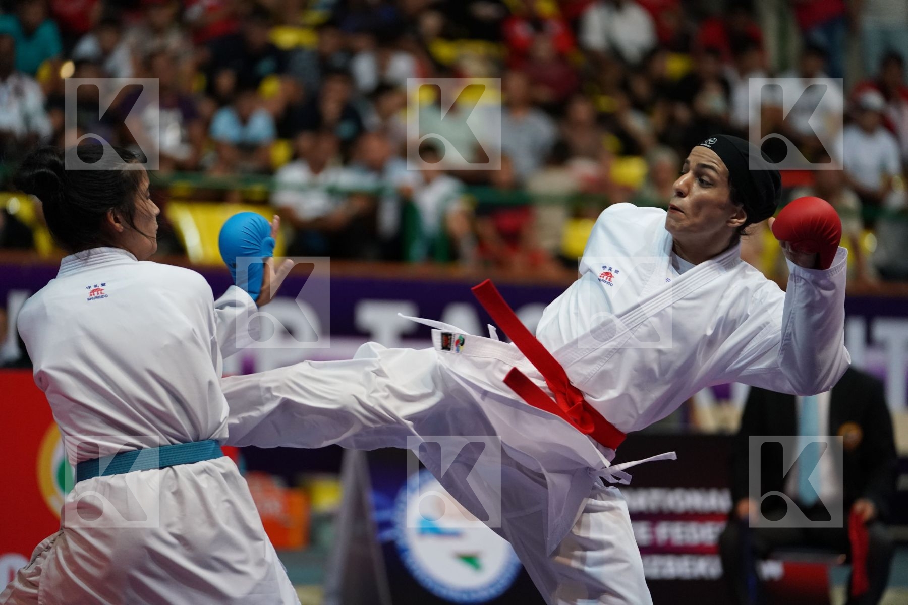 KHAKSAR TRAVAT (ISLAMIC REPUBLIC OF IRAN) vs RAKHIMOVA SEVINCH (UZBEKISTAN) in Senior Kumite -55 Kg - Final bout