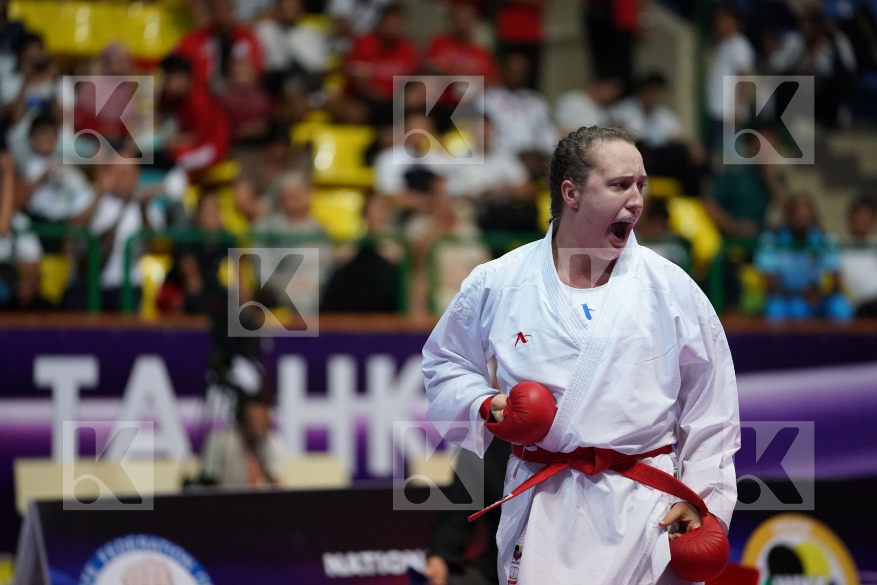 BERULTSEVA SOFYA (KAZAKHSTAN) vs ABBASALI HAMIDEH (ISLAMIC REPUBLIC OF IRAN) in Senior Kumite 68+ Kg - Final bout