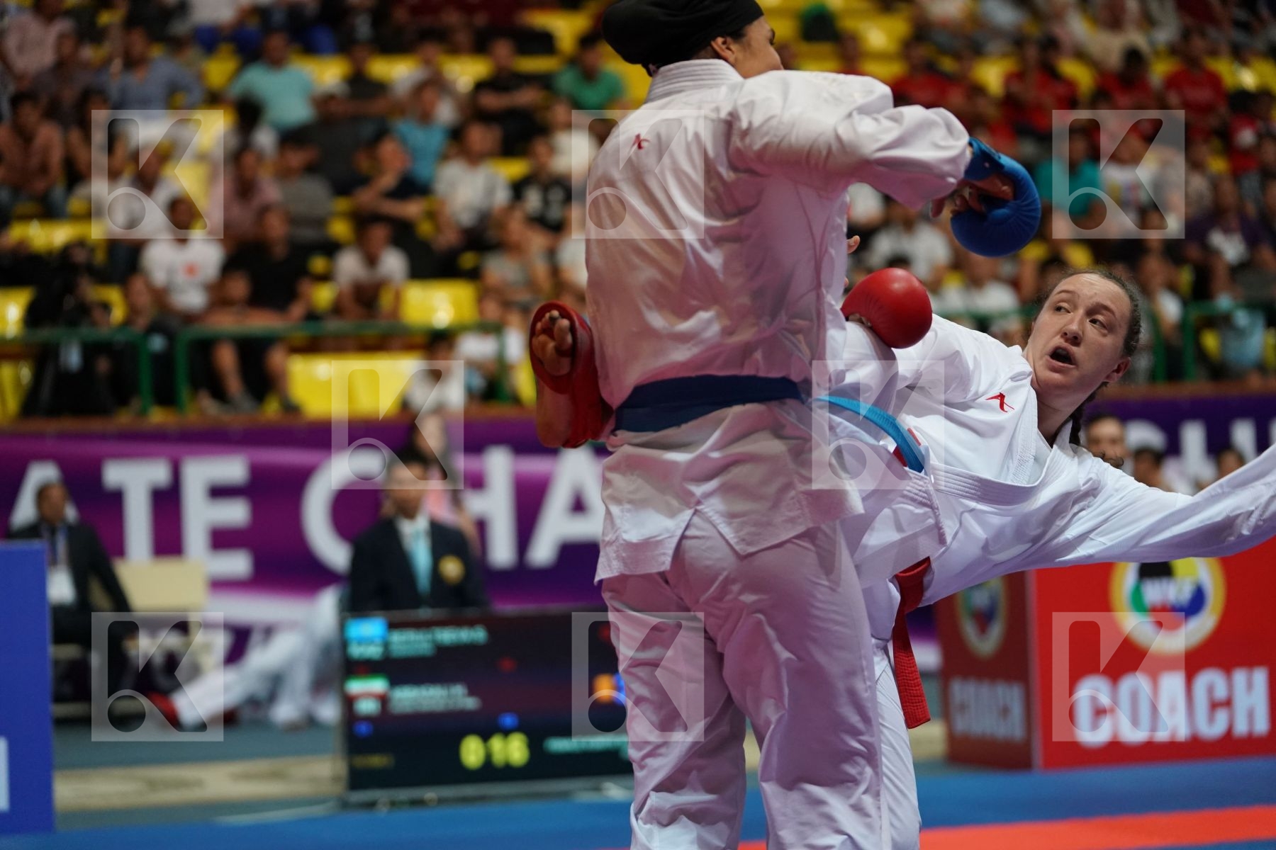 BERULTSEVA SOFYA (KAZAKHSTAN) vs ABBASALI HAMIDEH (ISLAMIC REPUBLIC OF IRAN) in Senior Kumite 68+ Kg - Final bout