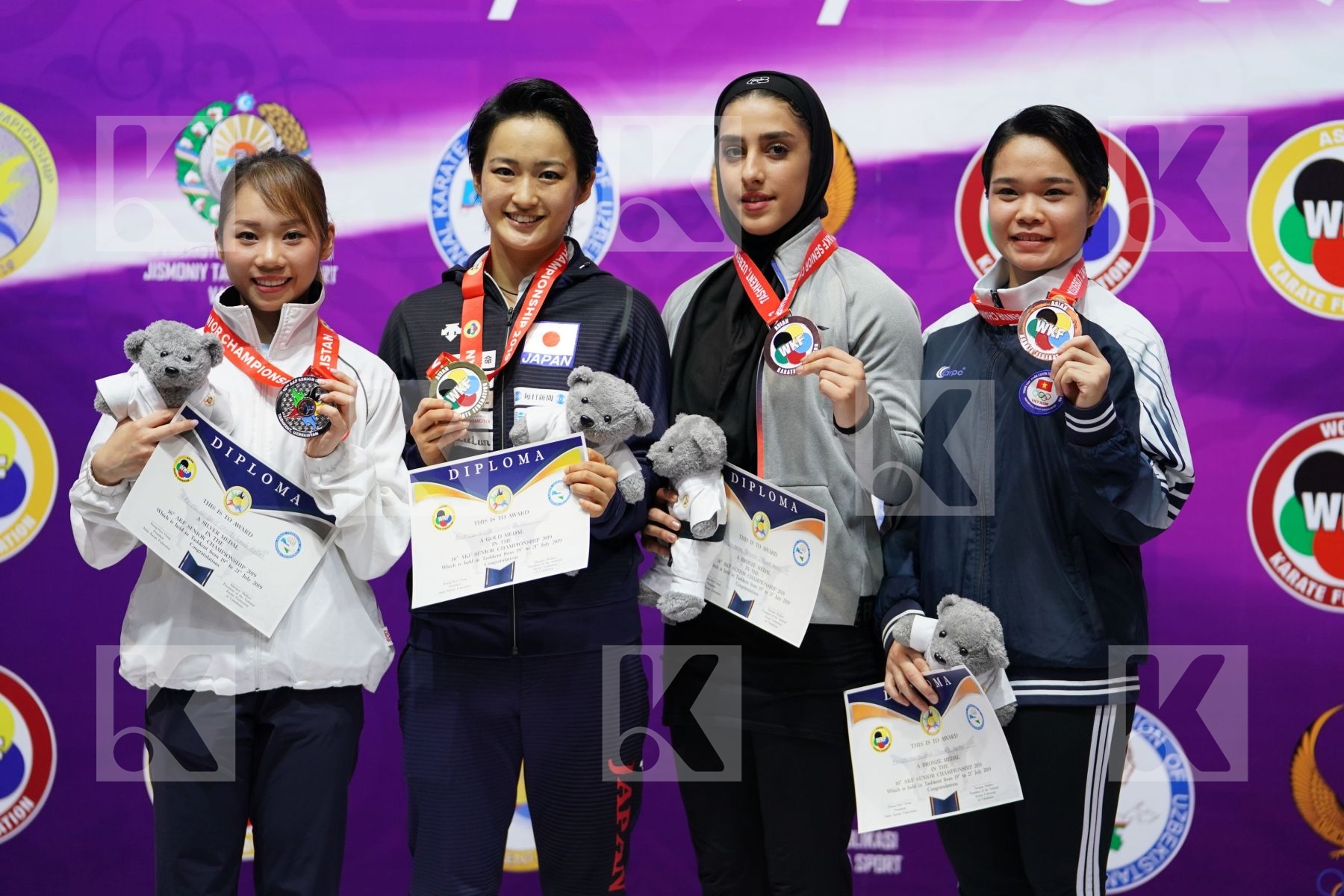 Podium of Senior Female Kata