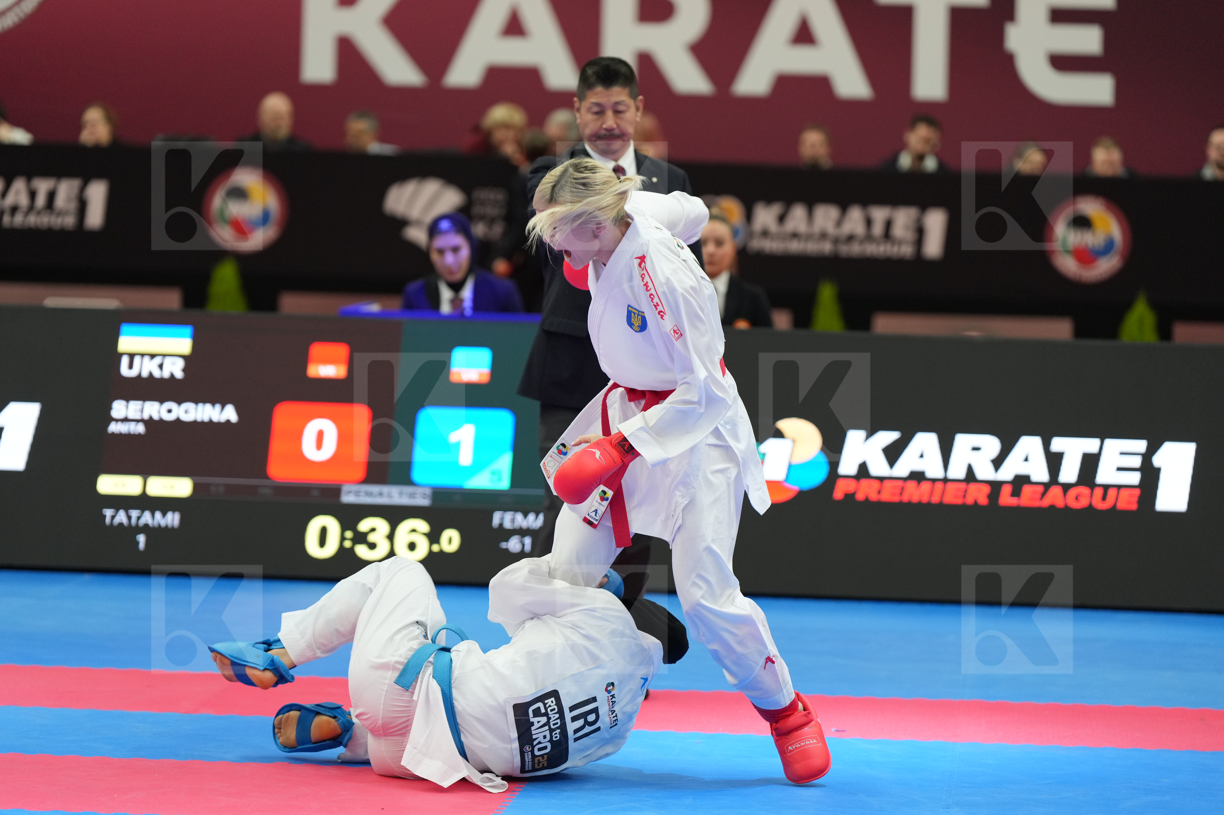 SEROGINA ANITA (UKRAINE) vs GOLSHADNEZHAD ATOUSA (IRAN) in Female Kumite -61 Kg - Final bout