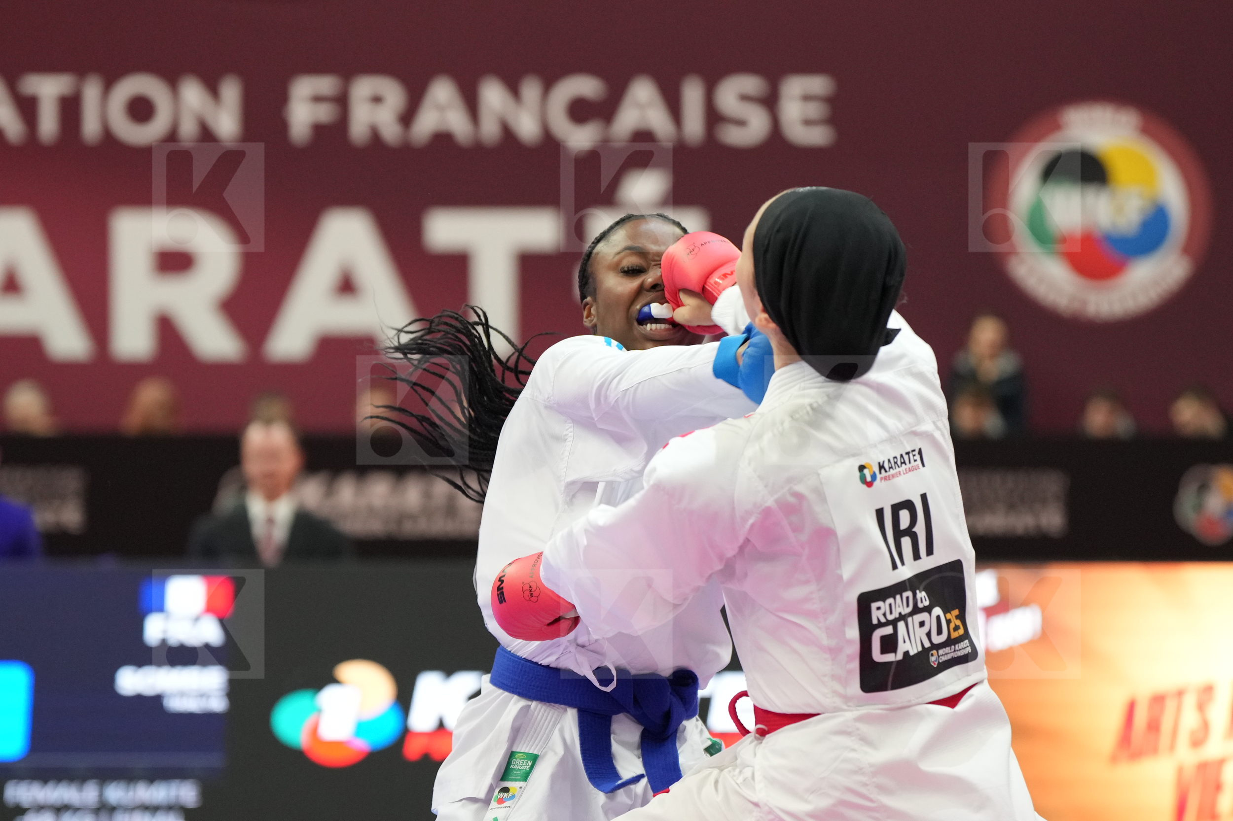 HEYDARIOZOMCHELOEI MOBINA (IRAN) vs SOMBE THALYA (FRANCE) in Female Kumite -68 Kg - Final bout