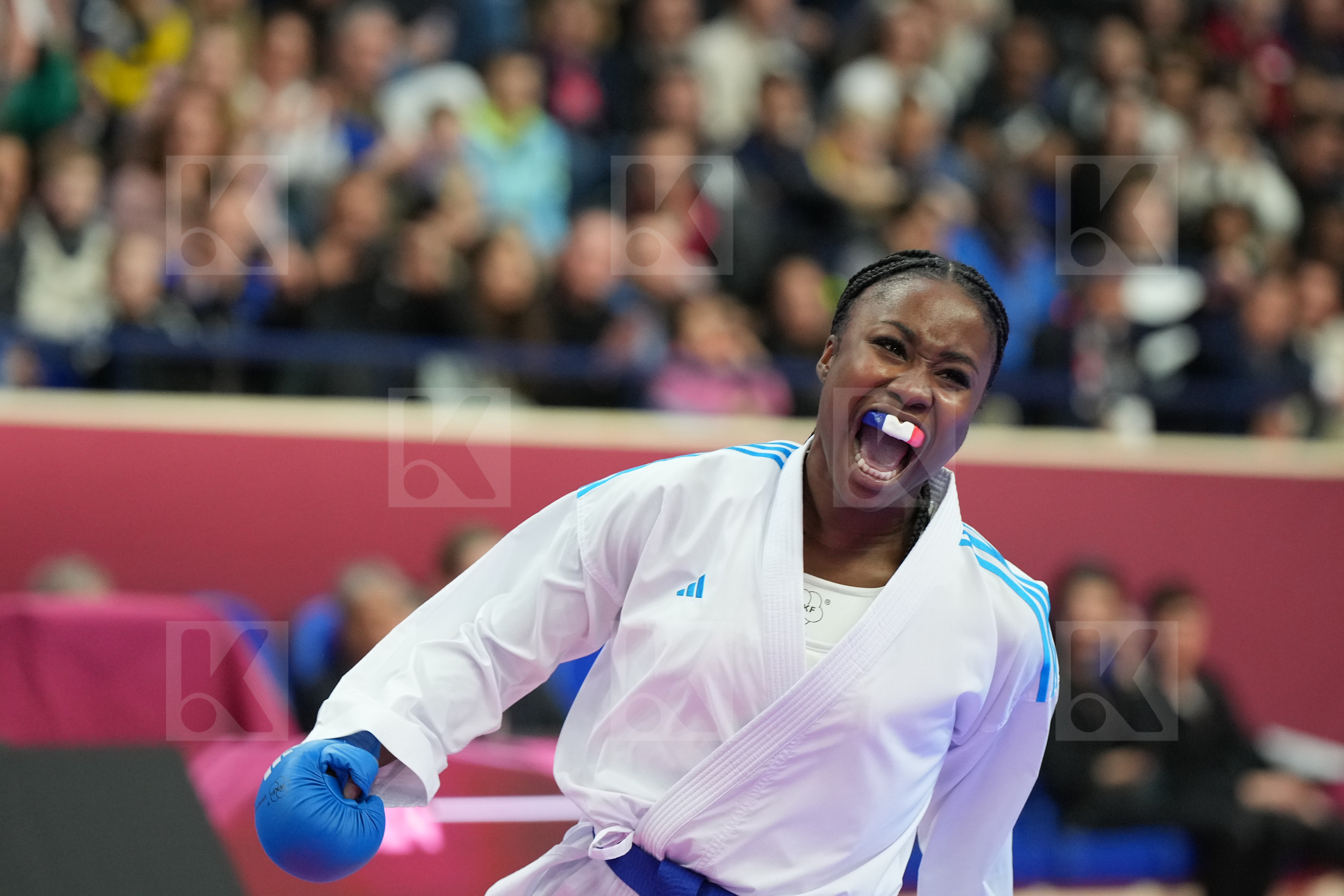 HEYDARIOZOMCHELOEI MOBINA (IRAN) vs SOMBE THALYA (FRANCE) in Female Kumite -68 Kg - Final bout