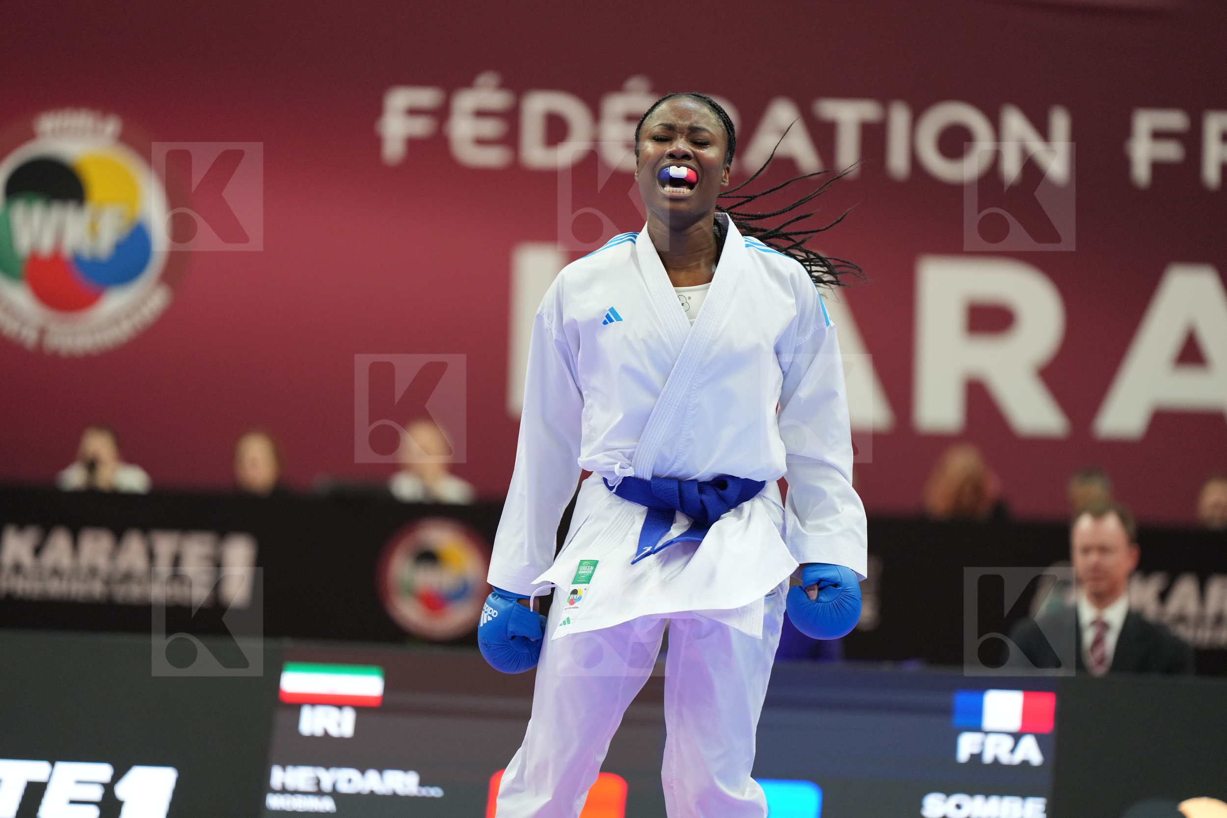 HEYDARIOZOMCHELOEI MOBINA (IRAN) vs SOMBE THALYA (FRANCE) in Female Kumite -68 Kg - Final bout