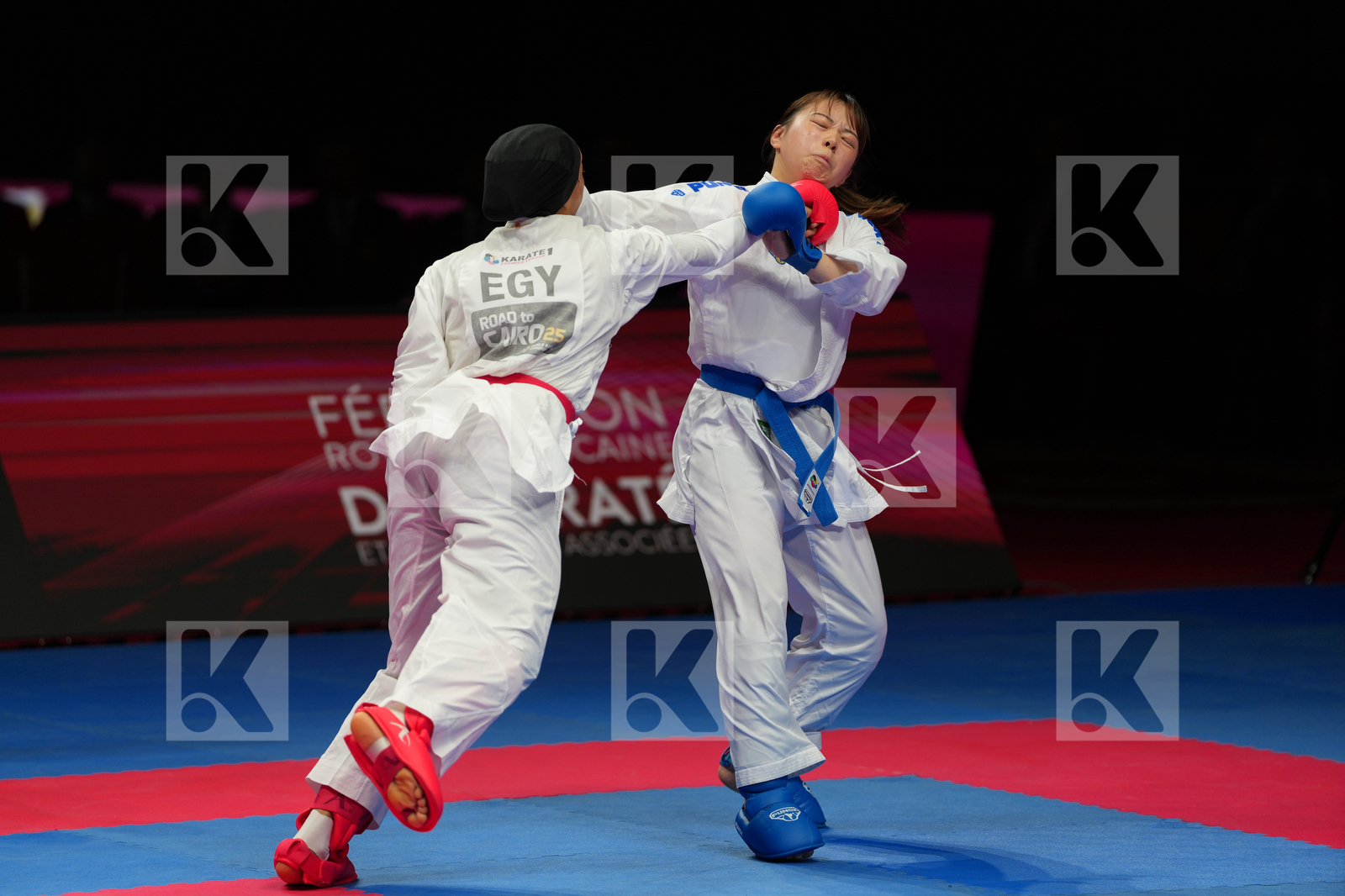 YOUSSEF AHLAM (EGYPT) vs MUKAI RUAN (JAPAN) in Female Kumite -55 Kg - Bronze Bout