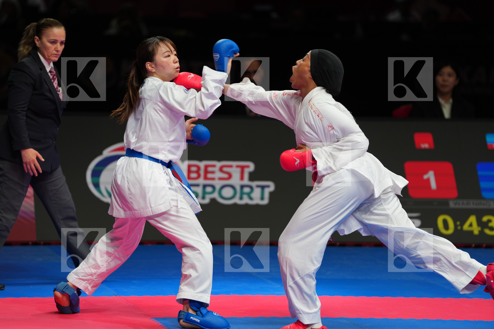 YOUSSEF AHLAM (EGYPT) vs MUKAI RUAN (JAPAN) in Female Kumite -55 Kg - Bronze Bout