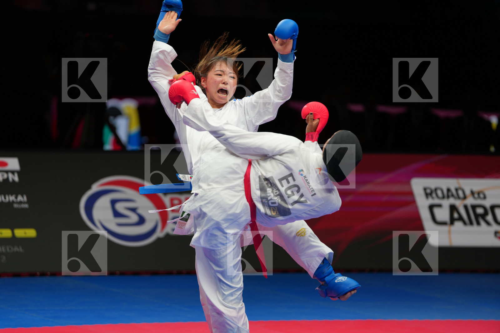 YOUSSEF AHLAM (EGYPT) vs MUKAI RUAN (JAPAN) in Female Kumite -55 Kg - Bronze Bout