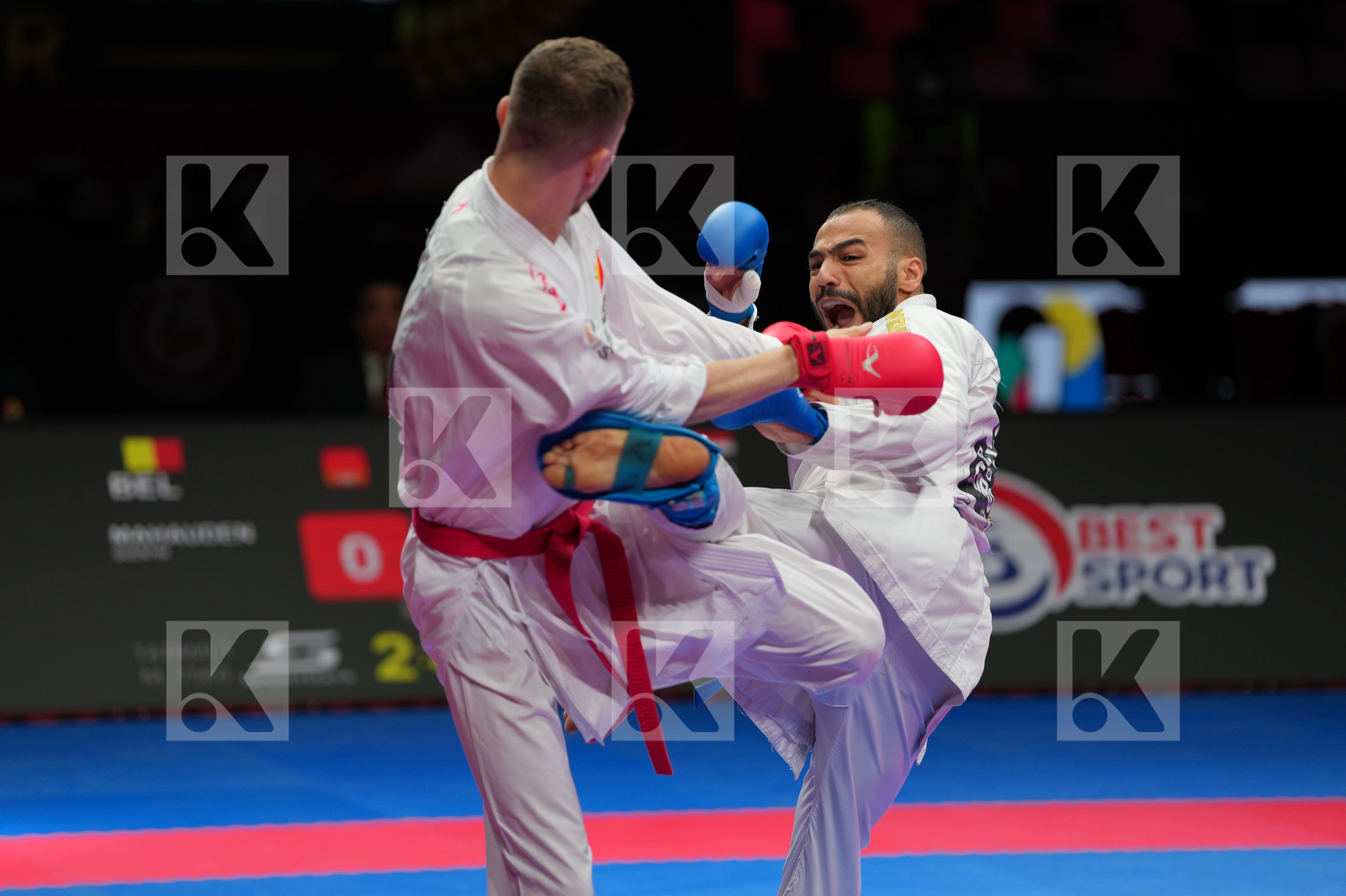 MAHAUDEN QUENTIN (BELGIUM) vs ABDELAZIZ ABDALLA (EGYPT) in Male Kumite -75 Kg - Final Bout