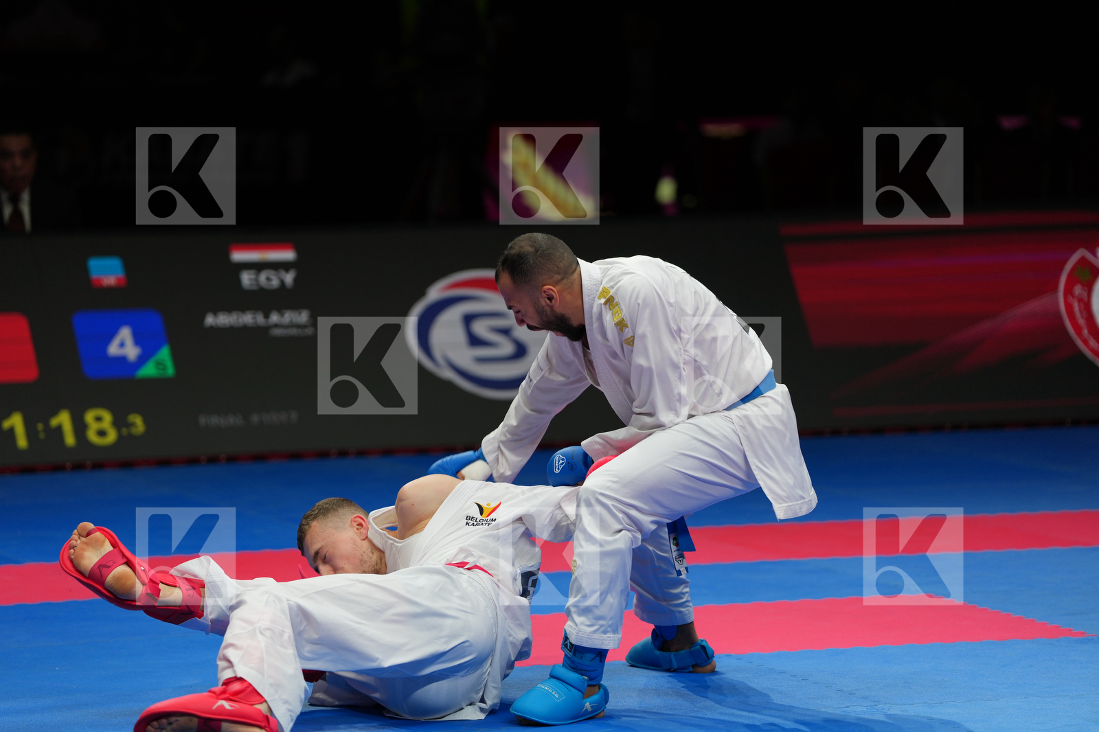 MAHAUDEN QUENTIN (BELGIUM) vs ABDELAZIZ ABDALLA (EGYPT) in Male Kumite -75 Kg - Final Bout