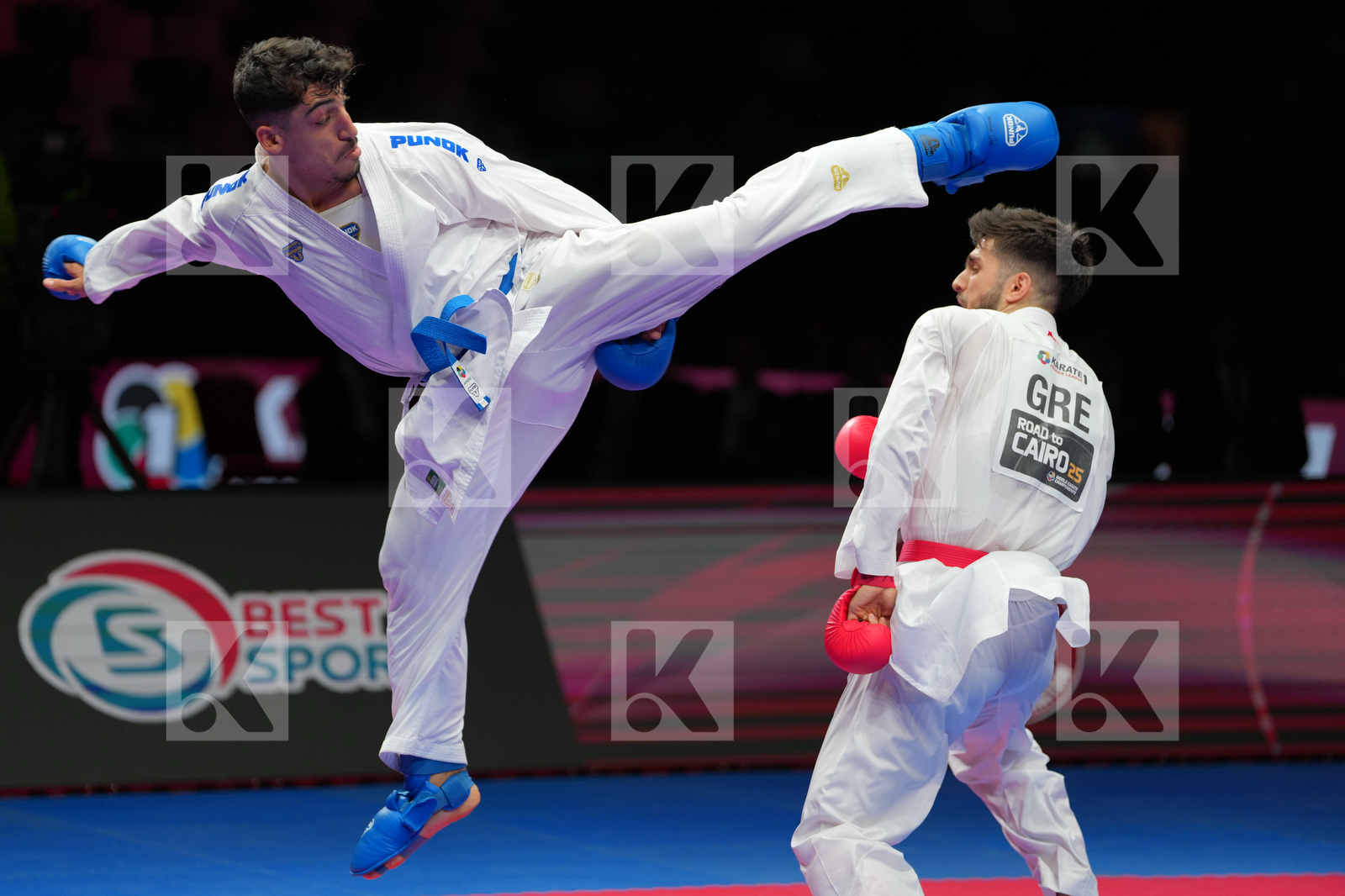 MASTROGIANNIS KONSTANTINOS (GREECE) vs ALJAFARI MOHAMMAD (JORDAN) in Male Kumite -84 Kg - Final Bout