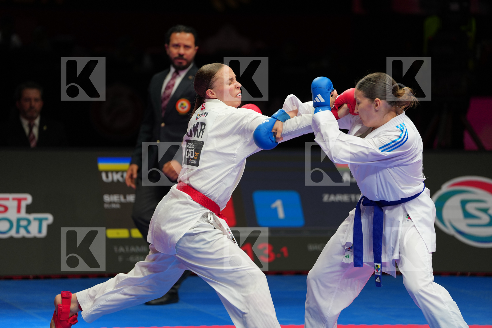SIELIEMIENIEVA ELINA (UKRAINE) vs ZARETSKA IRYNA (AZERBAIJAN) in Female Kumite -68 Kg - Bronze Bout