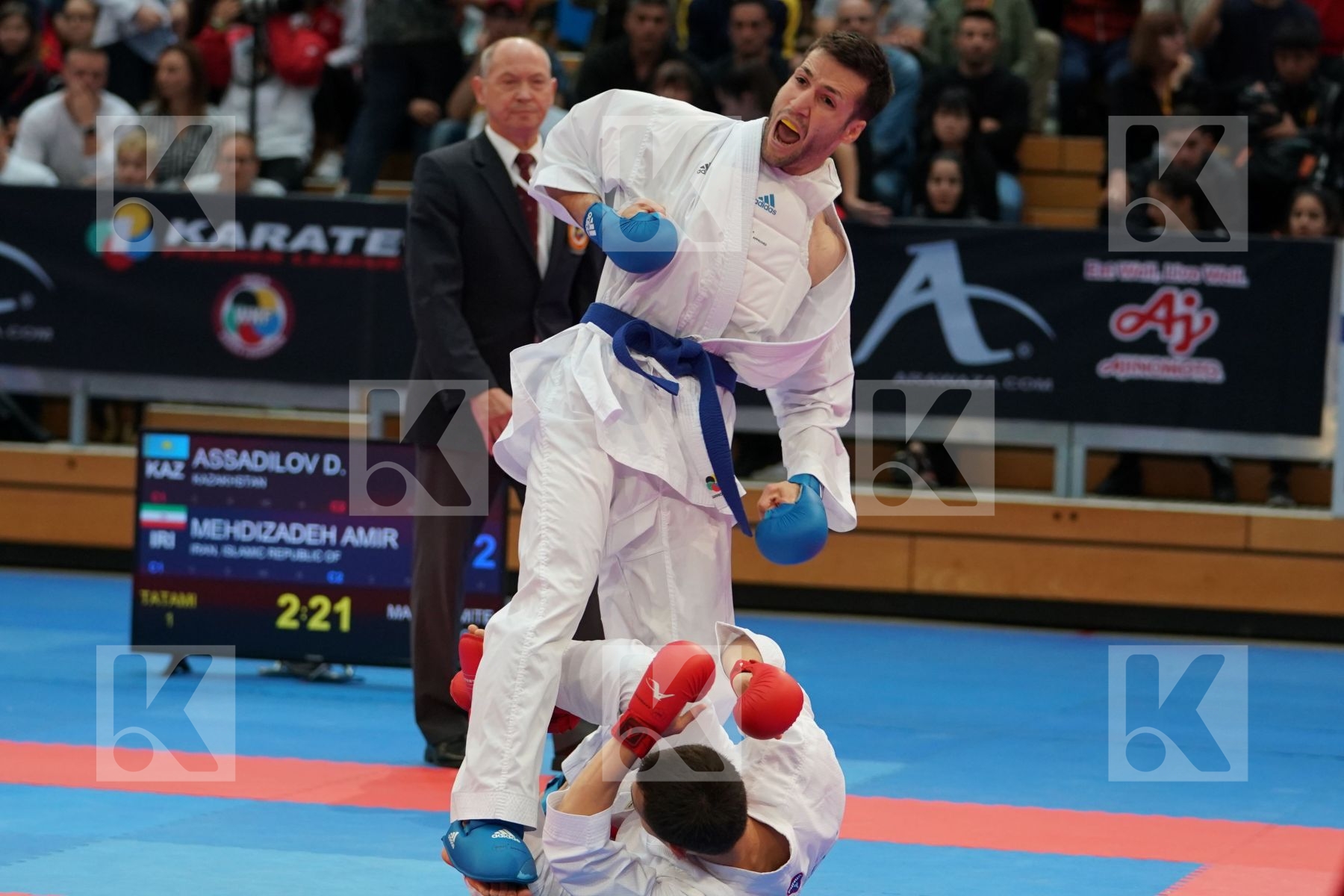 ASSADILOV DARKHAN (KAZAKHSTAN) vs MEHDIZADEH AMIR (IRAN) in Senior Kumite -60 Kg - Bronze bout
