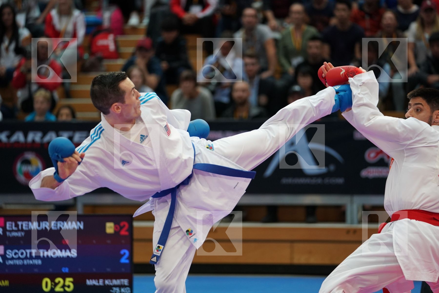 ELTEMUR ERMAN (TURKEY) vs SCOTT THOMAS (UNITED STATE) in Senior Kumite Ð 75 Kg - Bronze bout