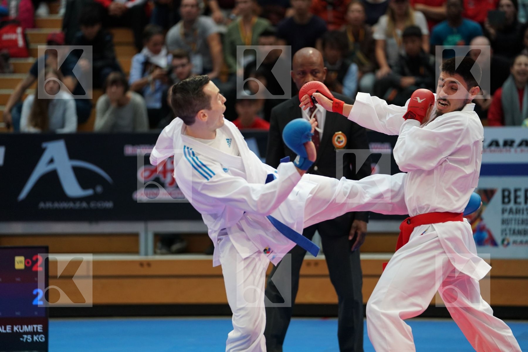 ELTEMUR ERMAN (TURKEY) vs SCOTT THOMAS (UNITED STATE) in Senior Kumite Ð 75 Kg - Bronze bout