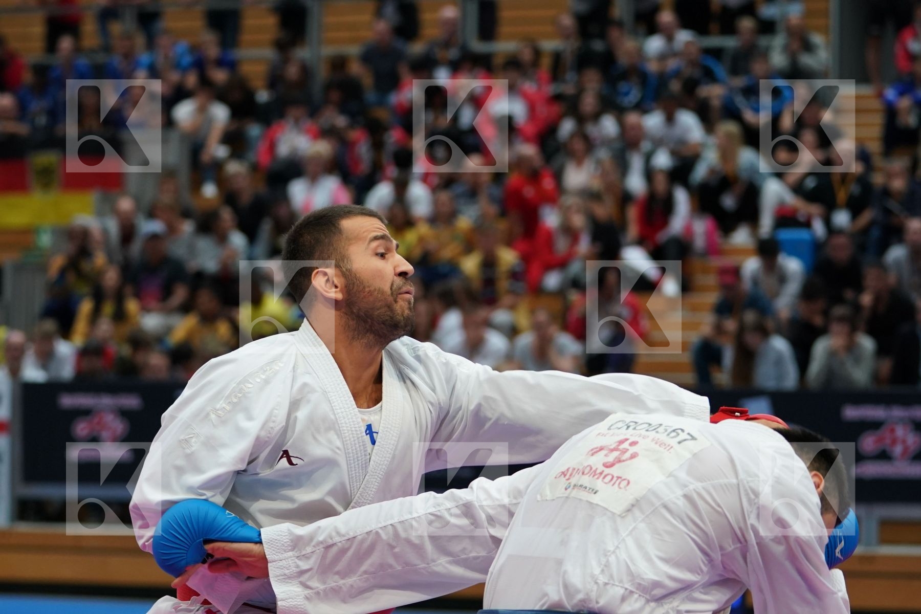 NISHEVCI HEROLIND (KOSOVO) vs KVESIC ANDJELO (CROATIA) in Senior Kumite 84+ Kg - Bronze bout