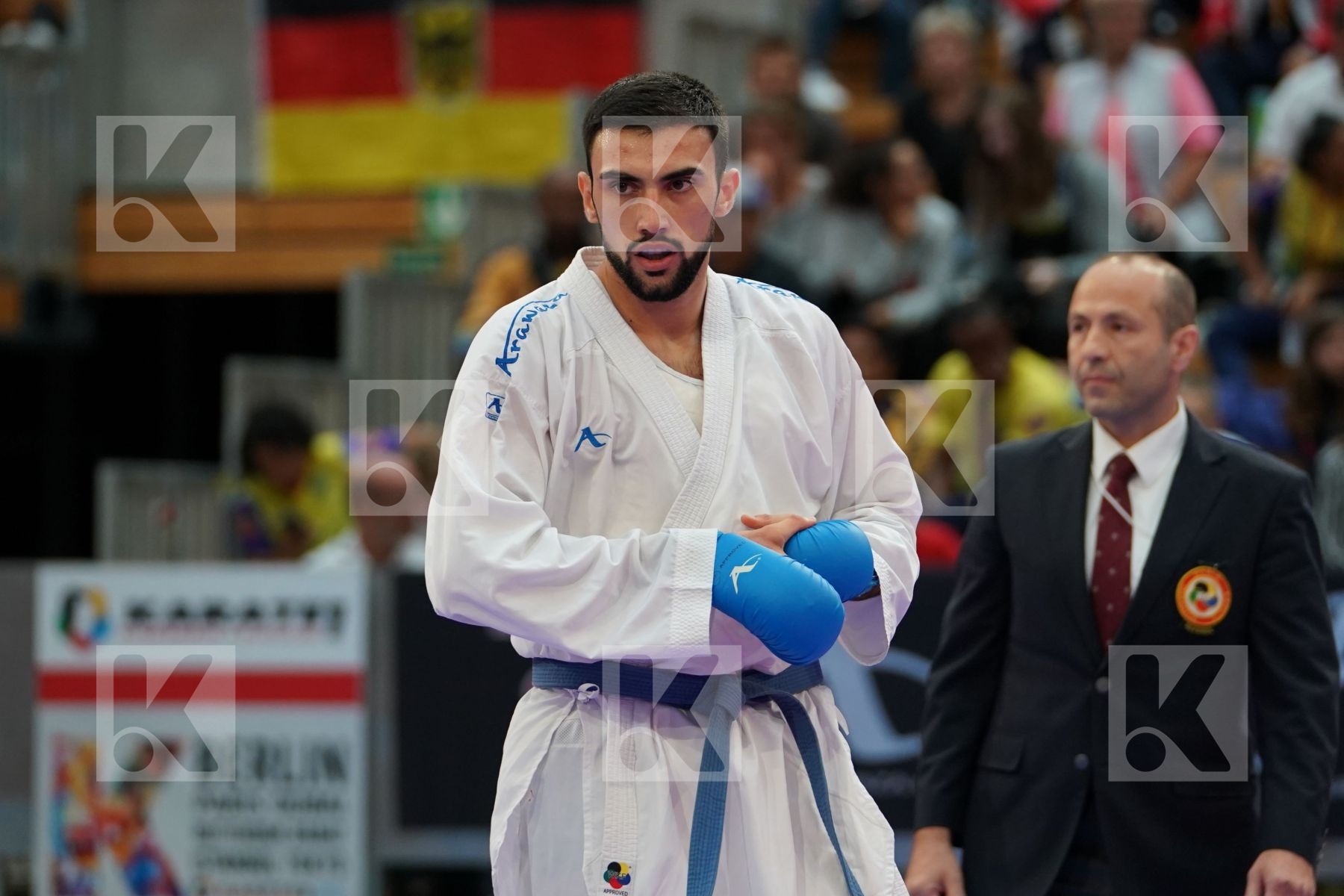 NISHEVCI HEROLIND (KOSOVO) vs KVESIC ANDJELO (CROATIA) in Senior Kumite 84+ Kg - Bronze bout