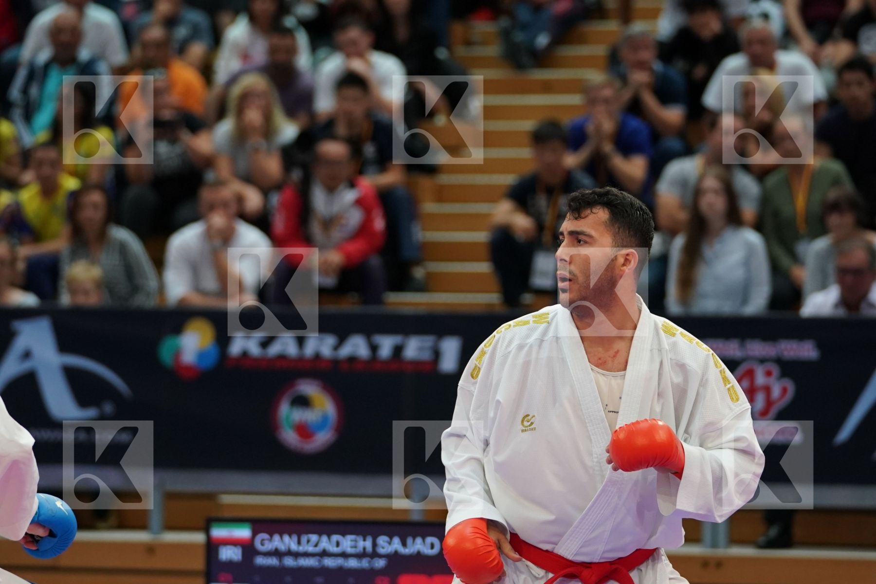 GANJZADEH SAJAD (IRAN) vs ARKANIA GOGITALIA (GEORGIA) in Senior Kumite 84+ Kg - Gold bout