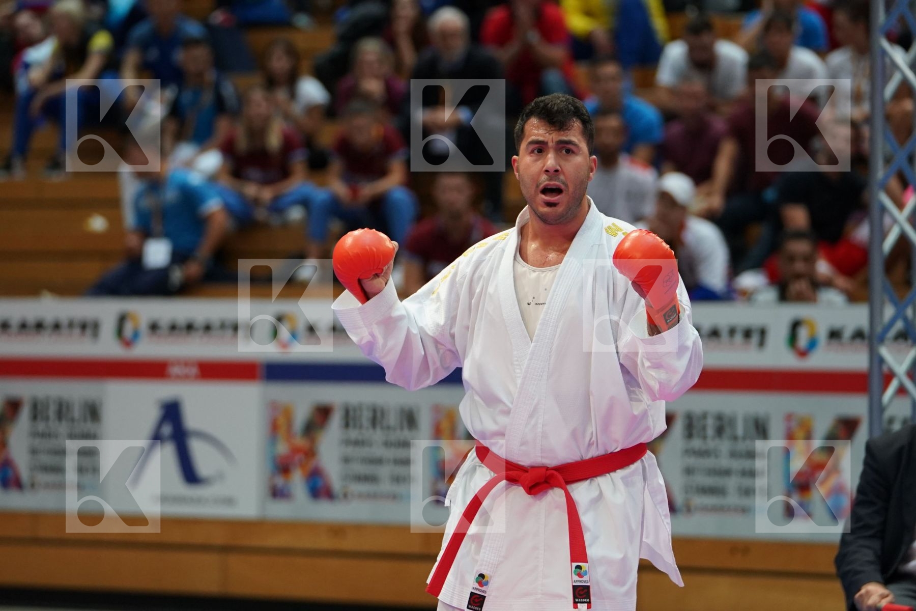 GANJZADEH SAJAD (IRAN) vs ARKANIA GOGITALIA (GEORGIA) in Senior Kumite 84+ Kg - Gold bout