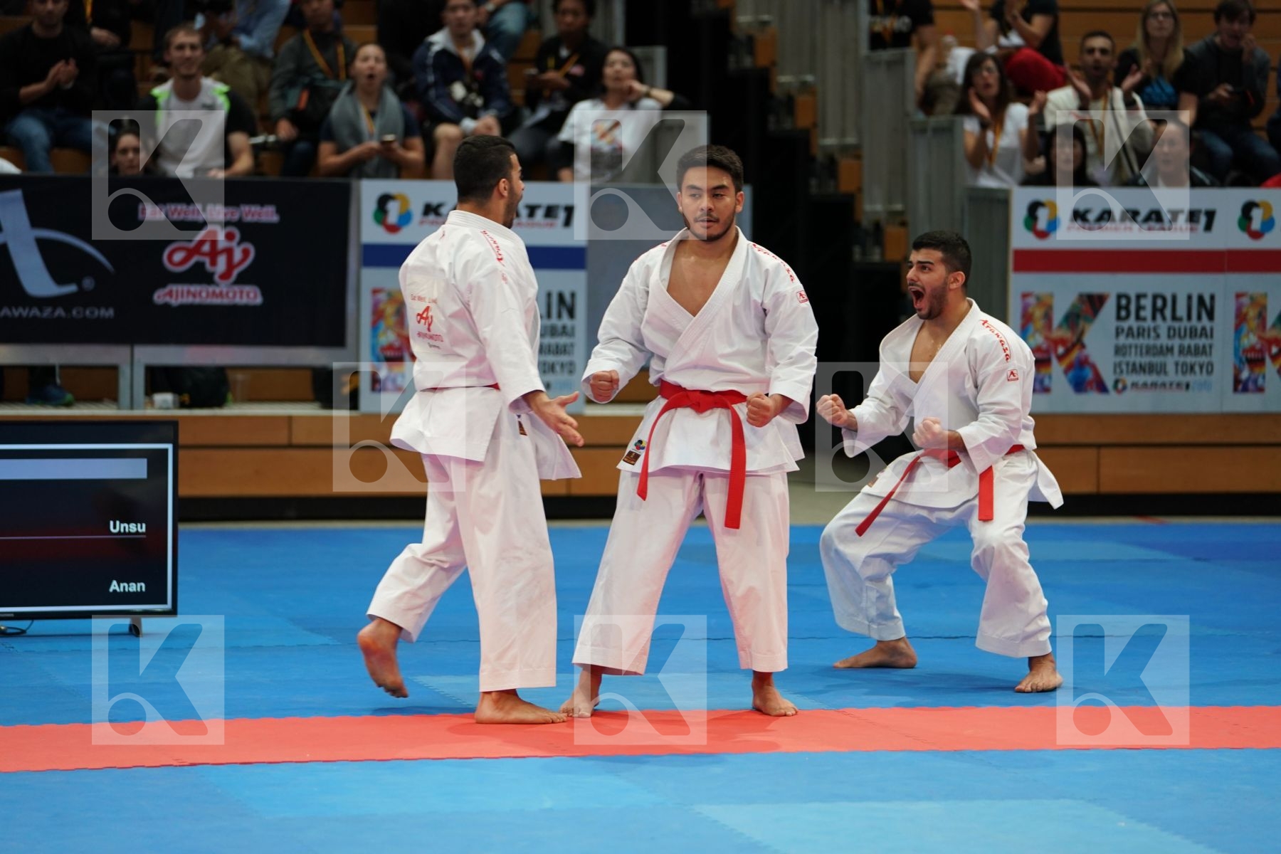 KUWEIT (ALMOSAWI, ALMOSAWI, HUSAIN) in Senior Team Male Kata - Gold bout