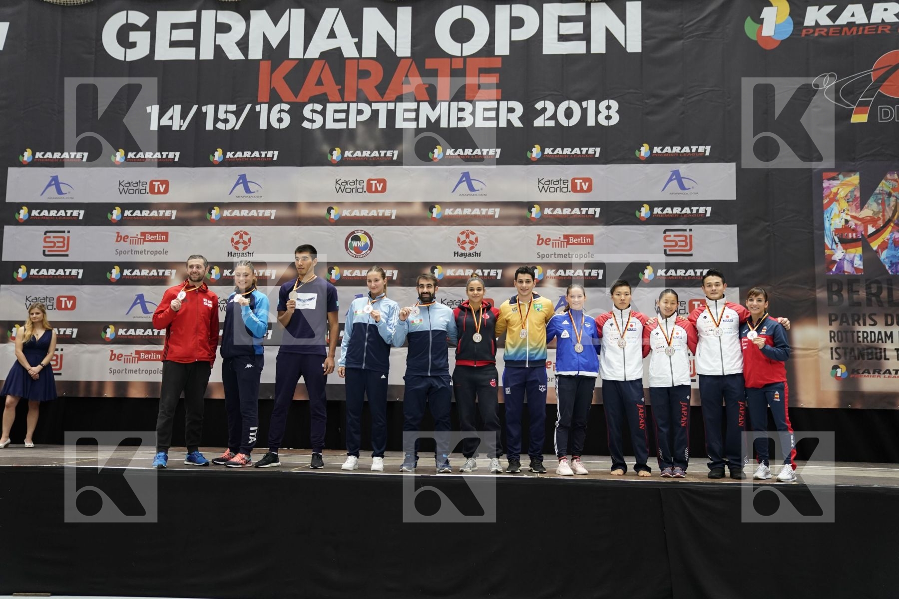 All silver medalist Kumite and kata  - podium ceremony
