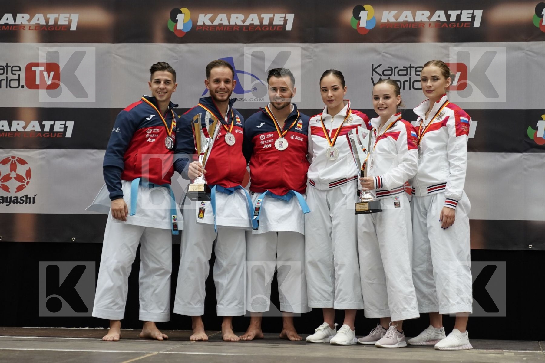 All silver medalist kata team  - podium ceremony