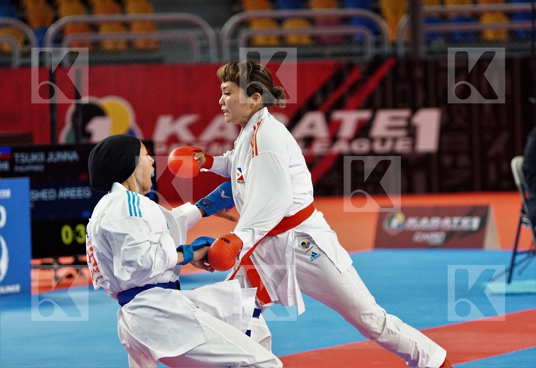 Junna TSUKII (PHILIPPINES) vs (Areeg RASHED (EGYPT) in Female Kumite -50 Kg - Gold bout