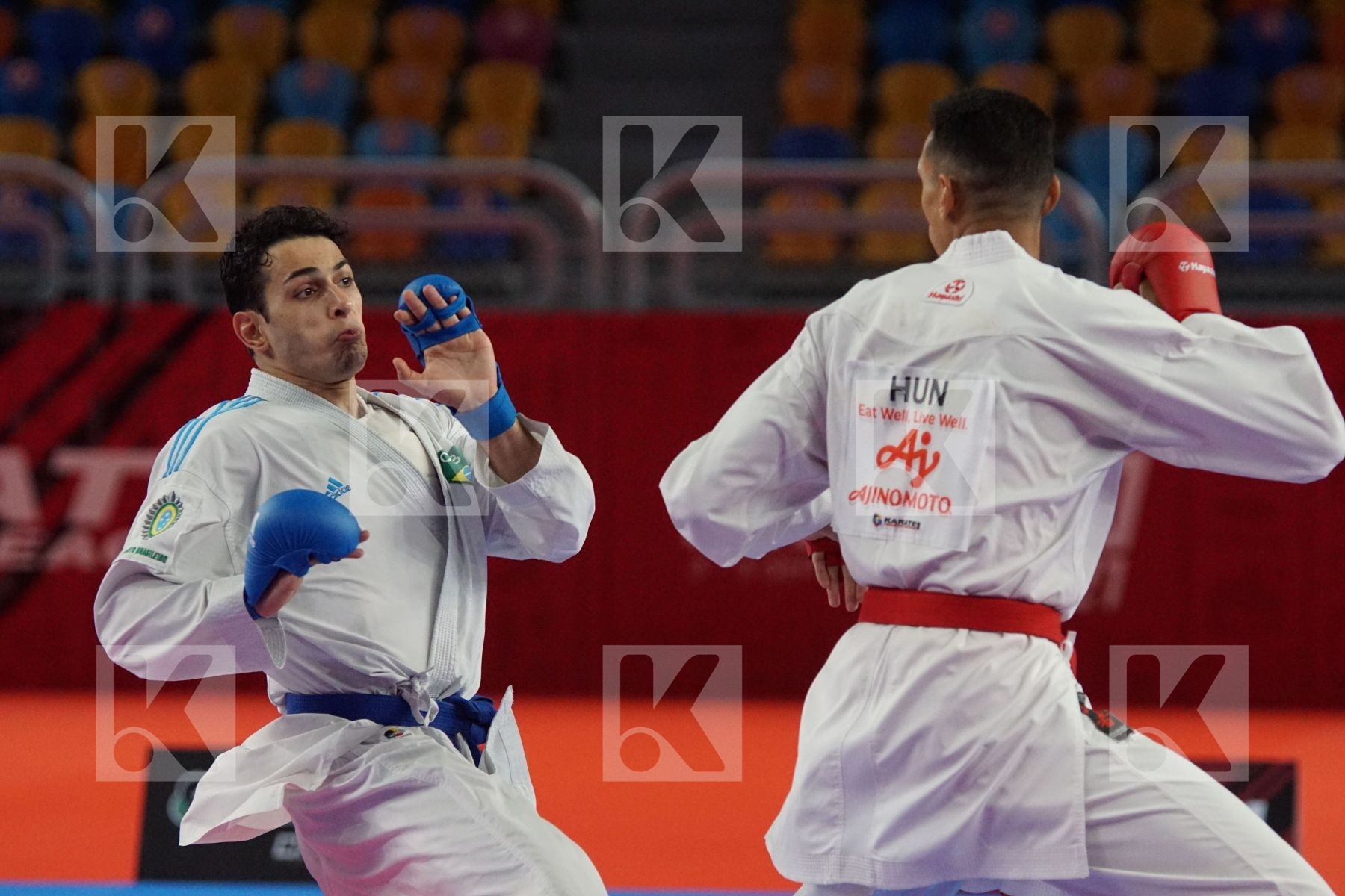 Yves Martial TADISSI (HUNGARY) vs (Vincius FIGUERA (BRAZIL) in Male Kumite -67 Kg - Gold bout