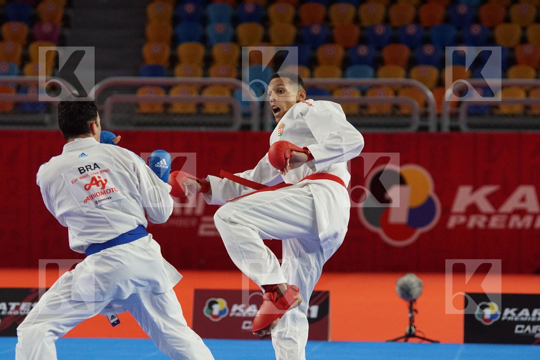 Yves Martial TADISSI (HUNGARY) vs (Vincius FIGUERA (BRAZIL) in Male Kumite -67 Kg - Gold bout