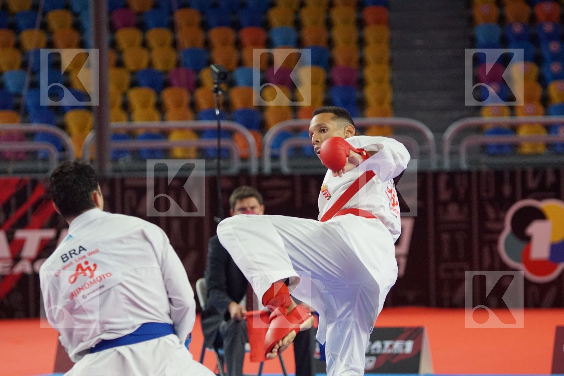 Yves Martial TADISSI (HUNGARY) vs (Vincius FIGUERA (BRAZIL) in Male Kumite -67 Kg - Gold bout