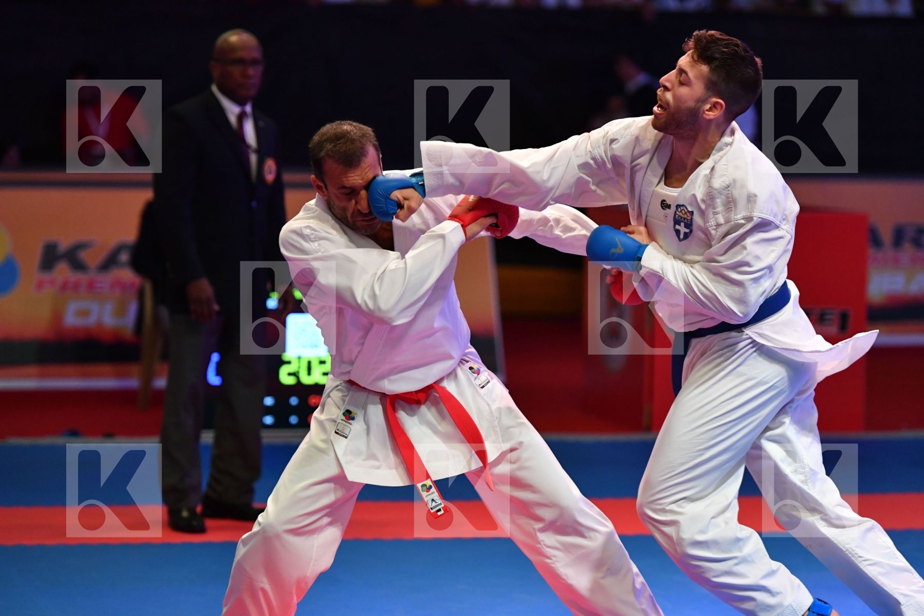 France Greece Male kumite -84 kg Pinna Christophe Tzanos Georgio
