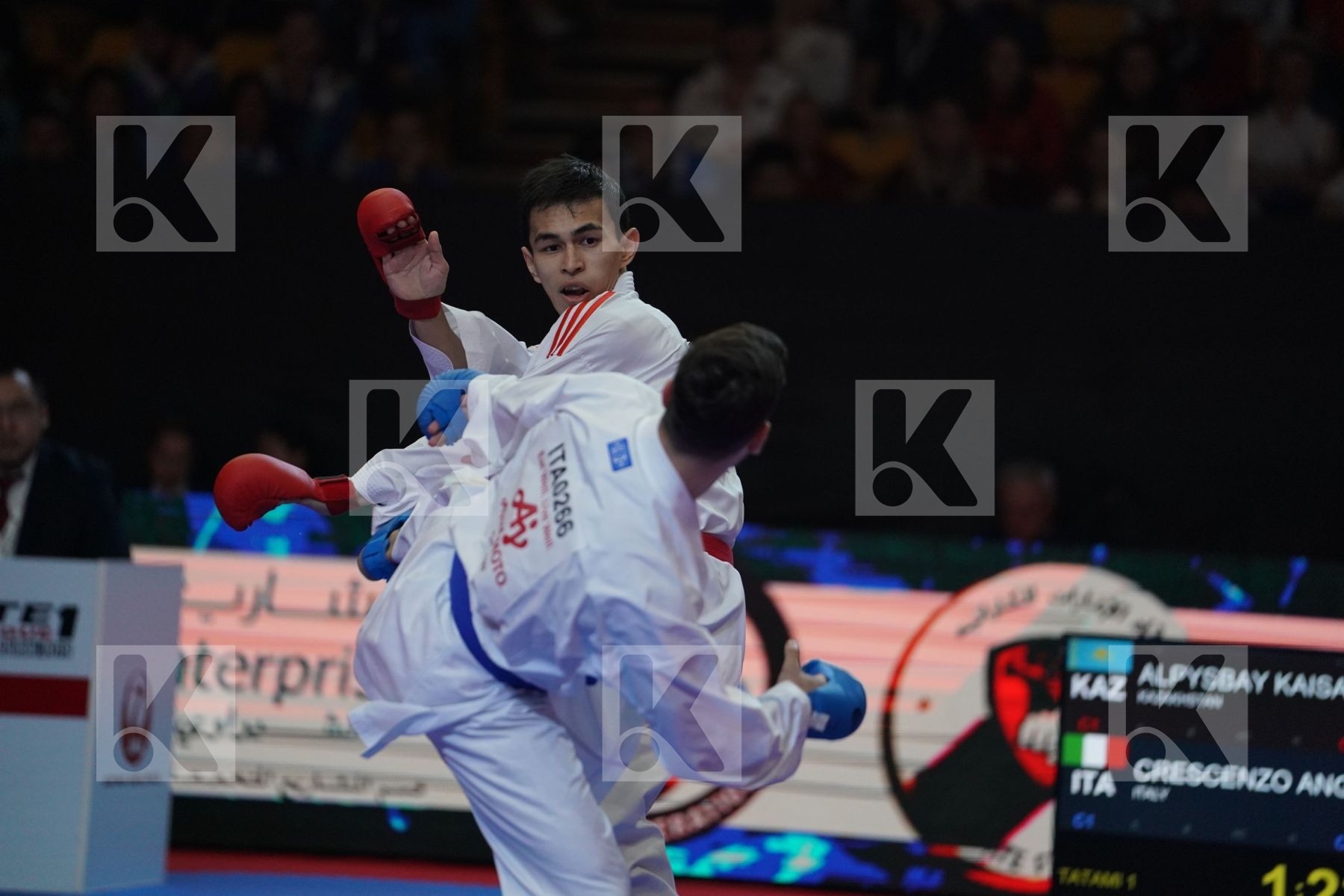 ALPYSBAY KAISAR (KAZAKHSTAN) VS CRESCENZO ANGELO (ITALY) in Senior Kumite -60 Kg - Bronze bout