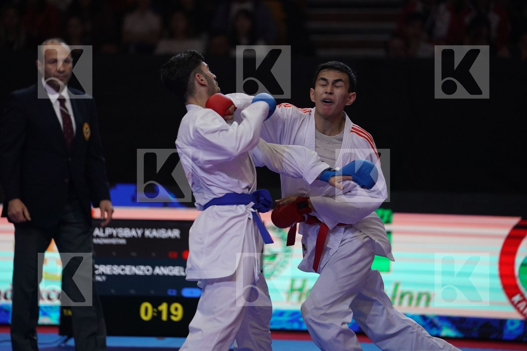 ALPYSBAY KAISAR (KAZAKHSTAN) VS CRESCENZO ANGELO (ITALY) in Senior Kumite -60 Kg - Bronze bout