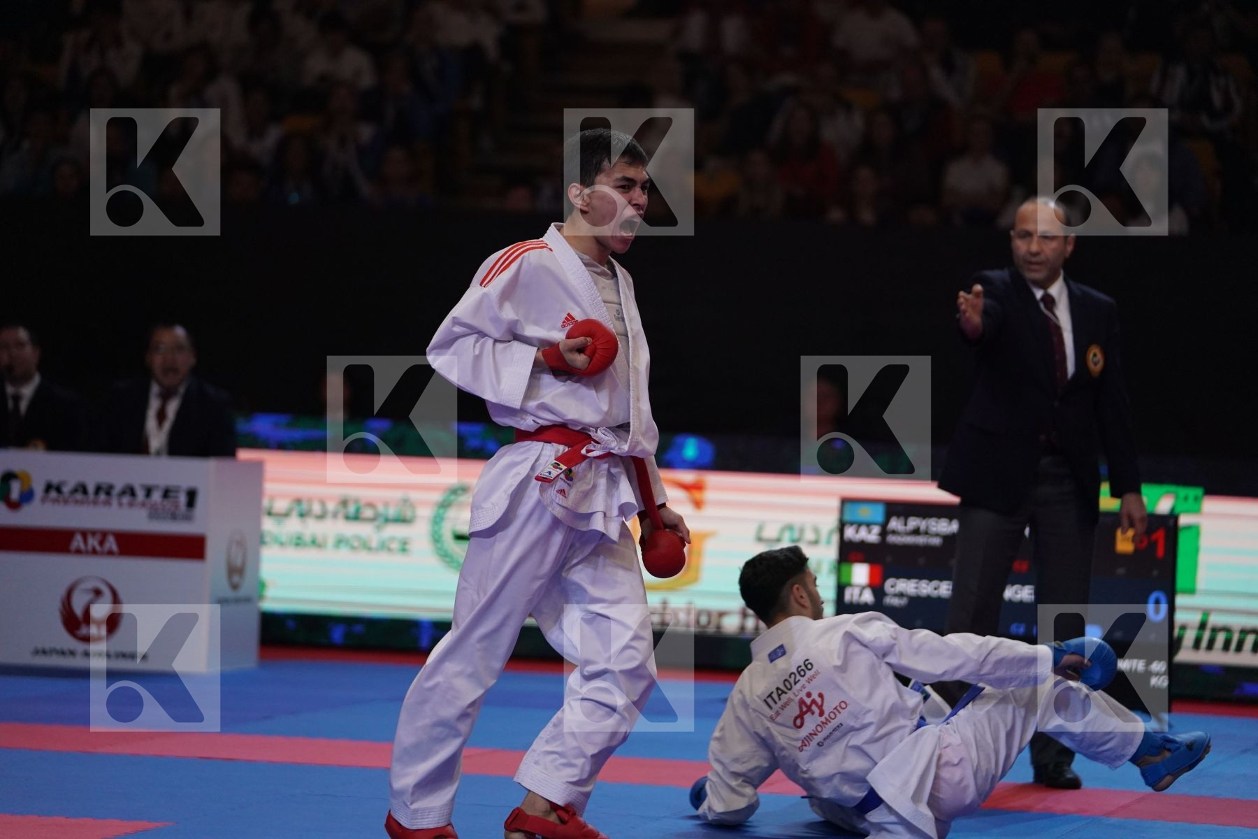 ALPYSBAY KAISAR (KAZAKHSTAN) VS CRESCENZO ANGELO (ITALY) in Senior Kumite -60 Kg - Bronze bout