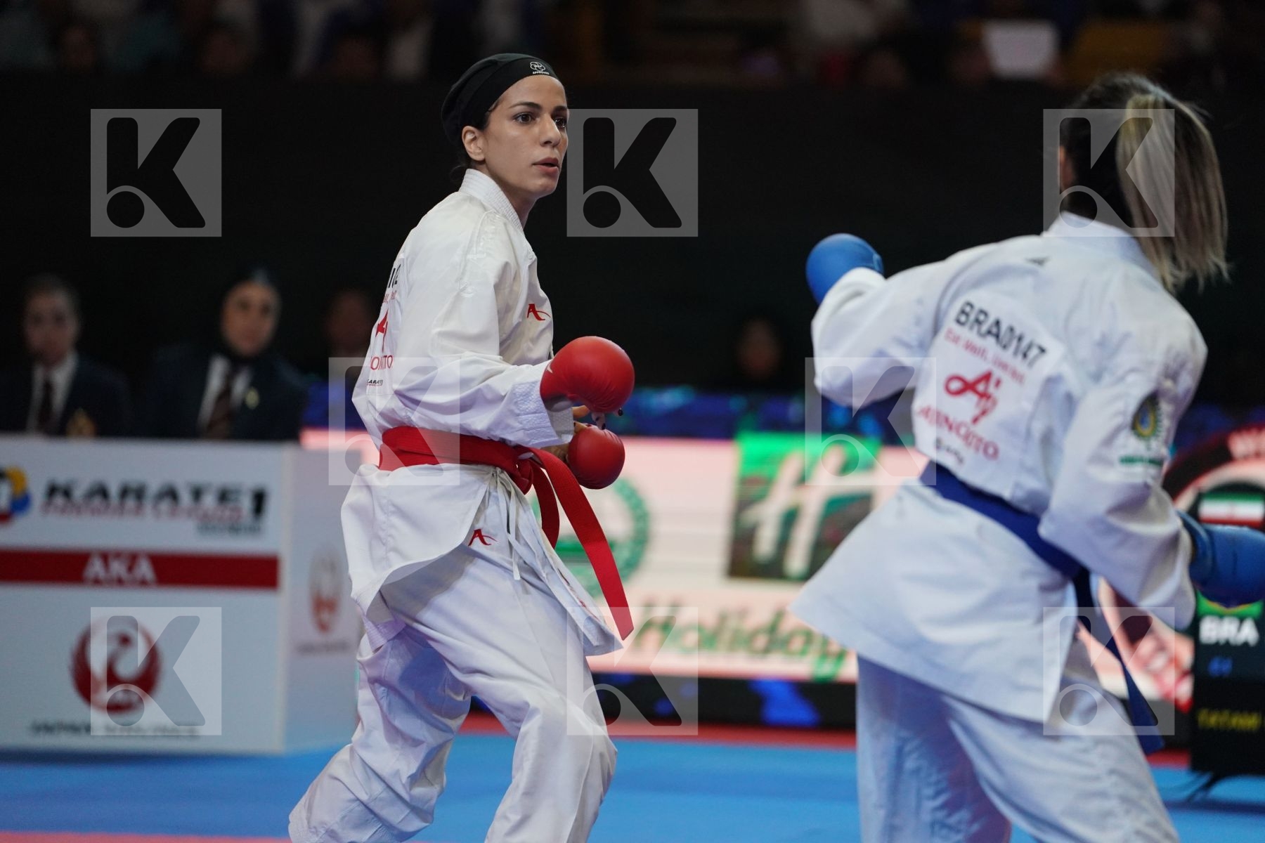 KHAKSAR TARAVAT (ISLAMIC REPUBLIC OF IRAN) VS KUMIZAKI VALERIA (BRAZIL) in Senior Kumite -55 Kg - Bronze bout
