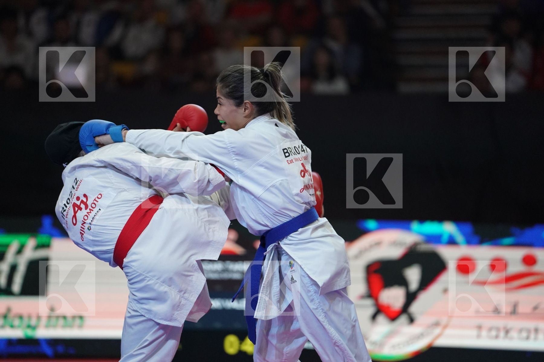 KHAKSAR TARAVAT (ISLAMIC REPUBLIC OF IRAN) VS KUMIZAKI VALERIA (BRAZIL) in Senior Kumite -55 Kg - Bronze bout