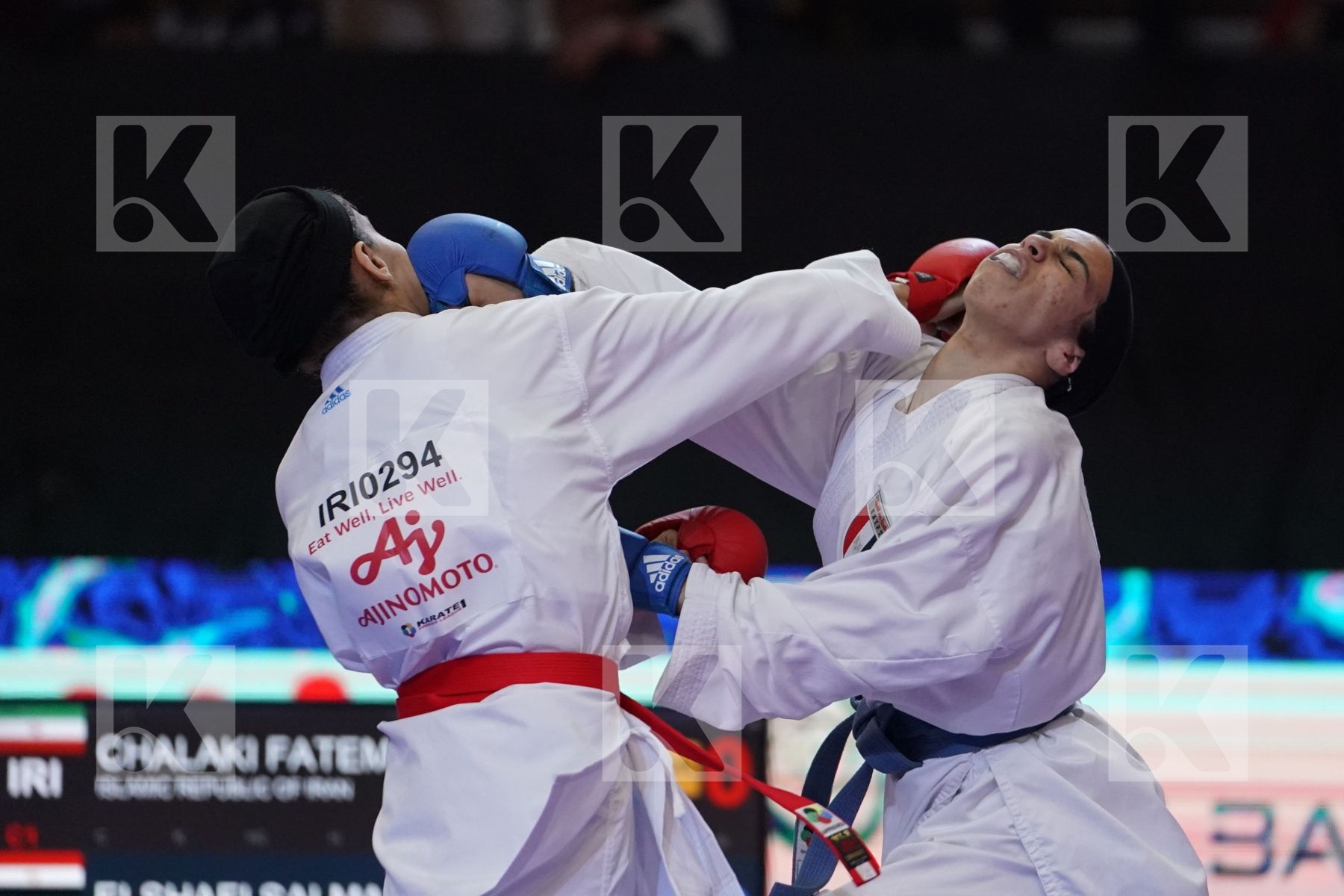 CHALAKI FATEMEH (ISLAMIC REPUBLIC OF IRAN) VS ELSHAFI SALMA (EGYPT) in Senior Kumite -55 Kg - Bronze bout