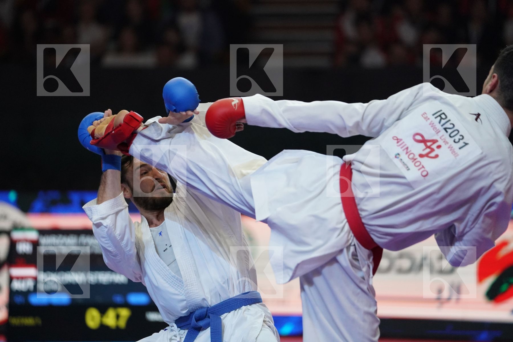 MIRZAEI FASHTALI AMIR REZA (ISLAMIC REPUBLIC OF IRAN) VS POKORNY STEFAN (AUSTRIA) in Senior Kumite -67 Kg - Bronze bout