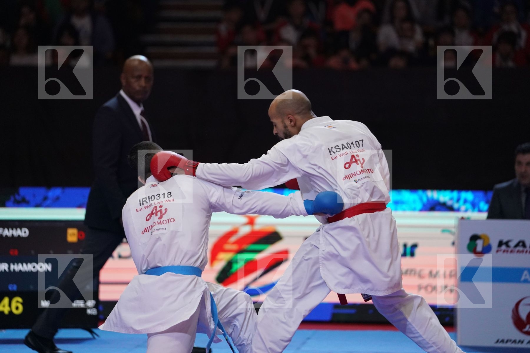ALKHATHAMI FAHAD (SAUDI ARABIA) VS DERAFSHIPOUR HAMOON (ISLAMIC REPUBLIC OF IRAN) in Senior Kumite -67 Kg - Bronze bout