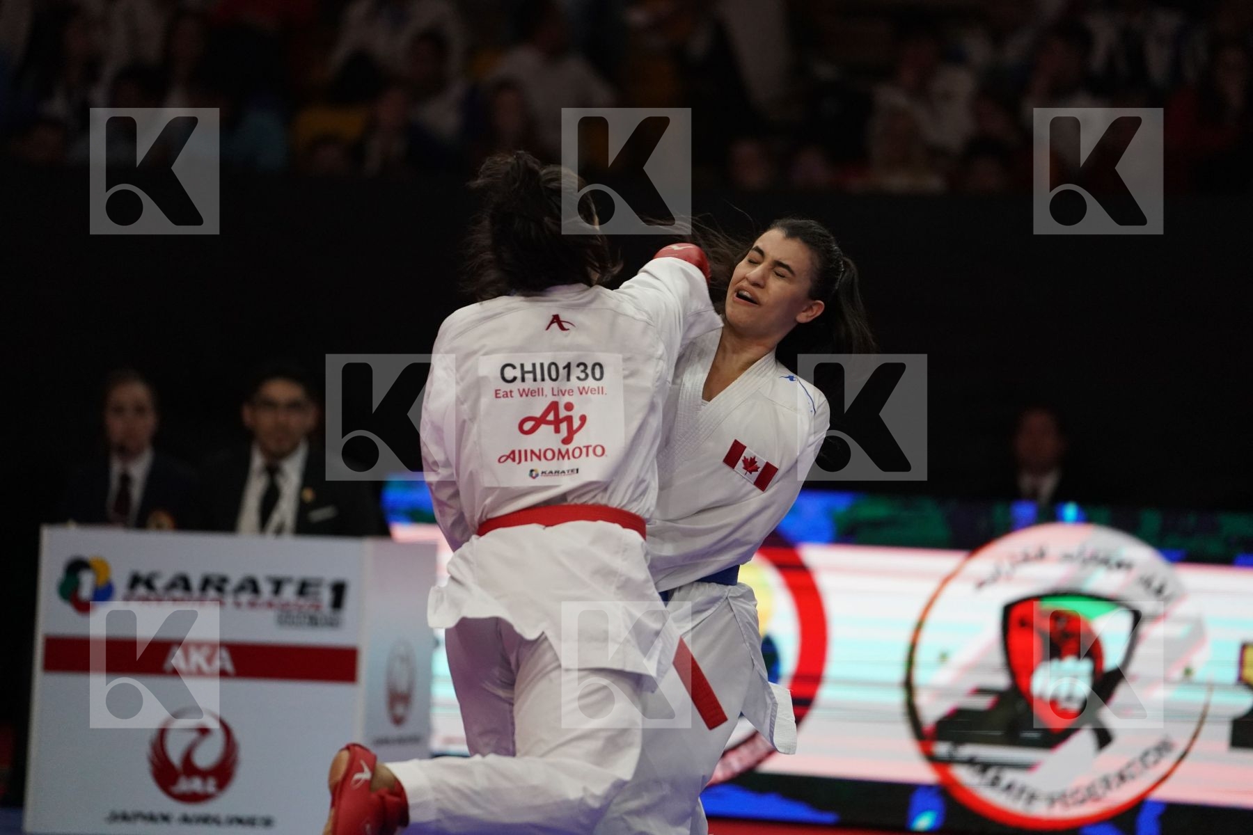 VIDELA TORO CAROLINA (CHILE) VS JUMAA HAYA (CANADA) in Junior Kumite Male -61 Kg - Bronze bout