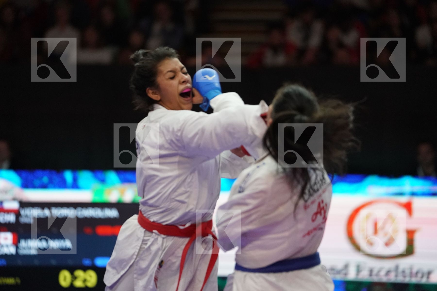 VIDELA TORO CAROLINA (CHILE) VS JUMAA HAYA (CANADA) in Junior Kumite Male -61 Kg - Bronze bout