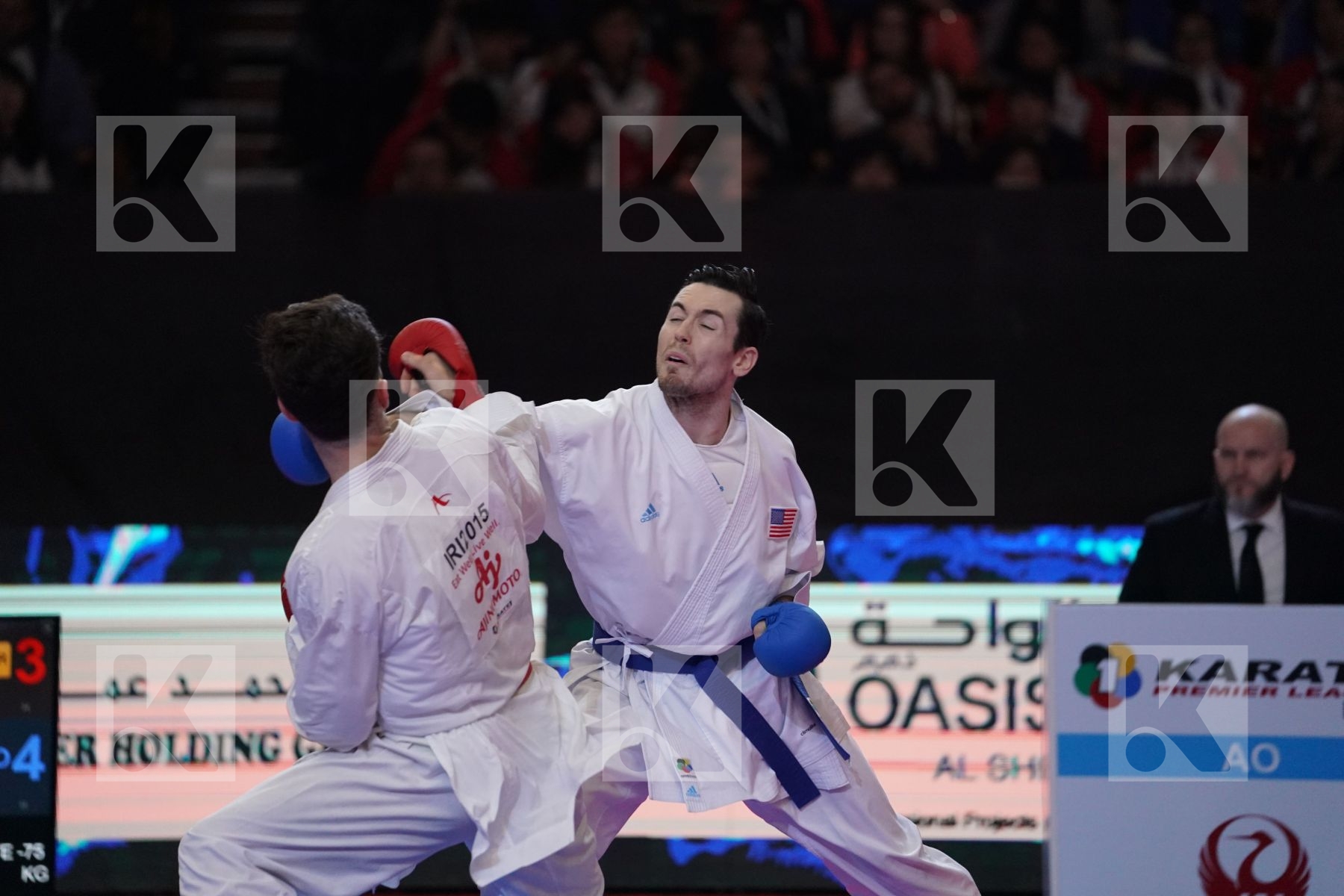 ASIABARI ALI ASGHAR (ISLAMIC REPUBLIC OF IRAN) VS SCOTT THOMAS (USA) in Senior Kumite -75 Kg - Bronze bout