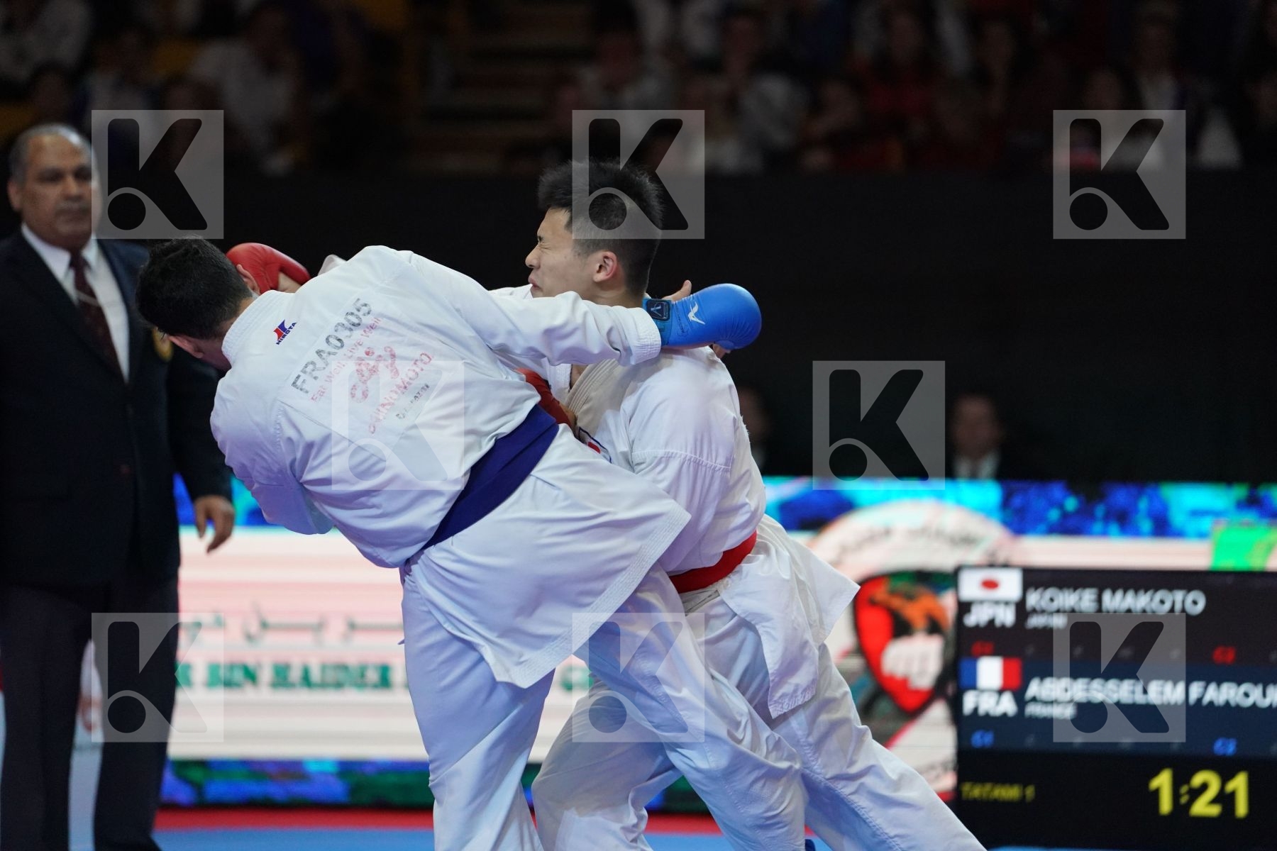 KOIKE MAKOTO (JAPAN) VS ABDESSELEM FAROUK (FRANCE) in Senior Kumite -84 Kg - Bronze bout