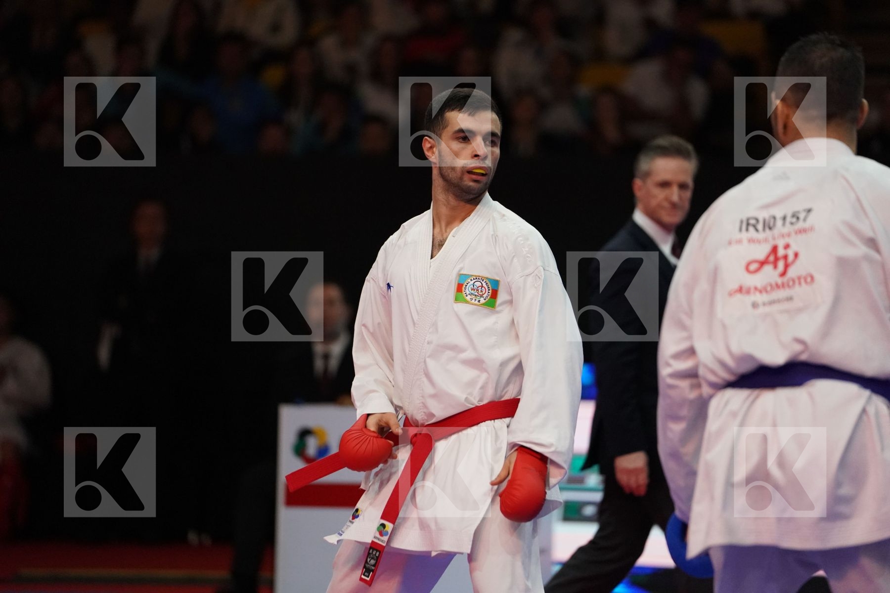 HASANOV TURGUT (AZERBAIJAN) VS POORSHAB ZABIHOLLAH (ISLAMIC REPUBLIC OF IRAN) in Senior Kumite -84 Kg - Bronze bout