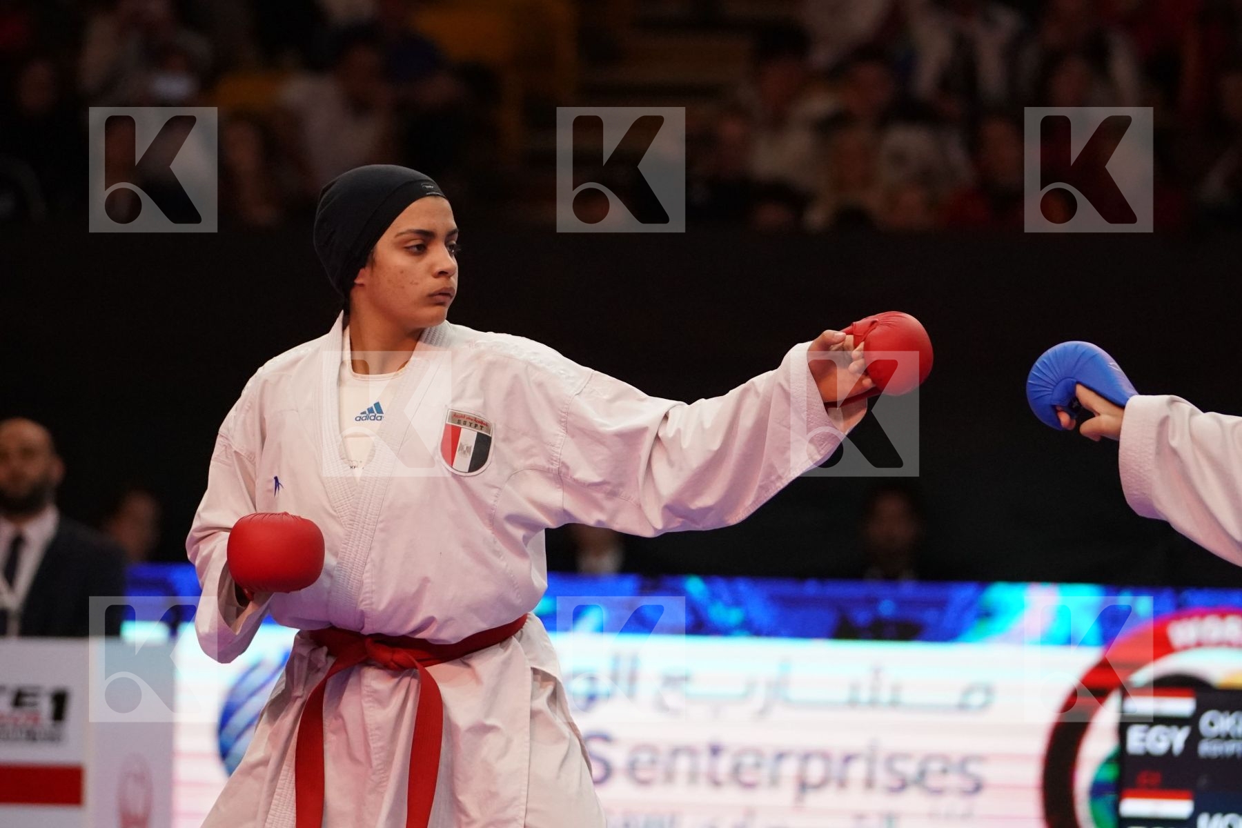 OKILA MENNA SHAABAN (EGYPT) VS MOHAMED AISHA (EGYPT) in Senior Kumite 68+ Kg - Bronze bout