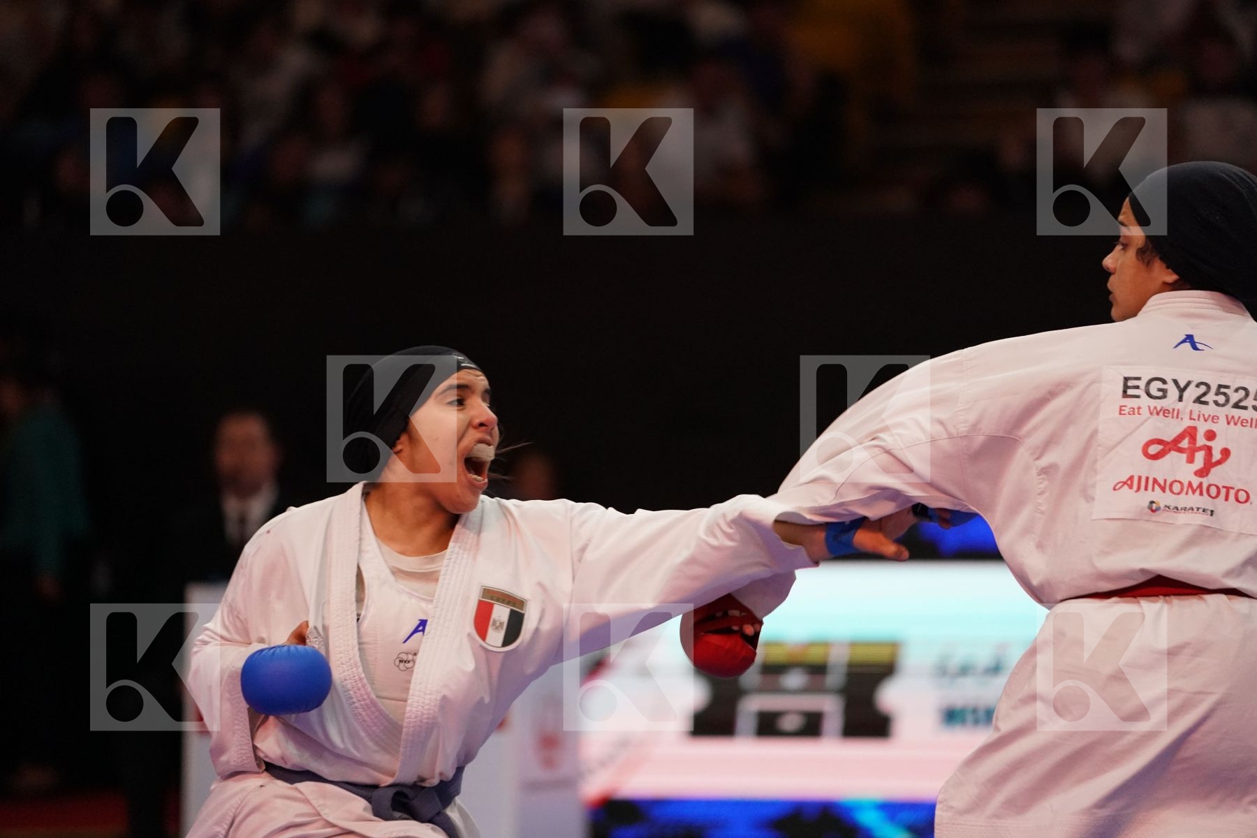 OKILA MENNA SHAABAN (EGYPT) VS MOHAMED AISHA (EGYPT) in Senior Kumite 68+ Kg - Bronze bout