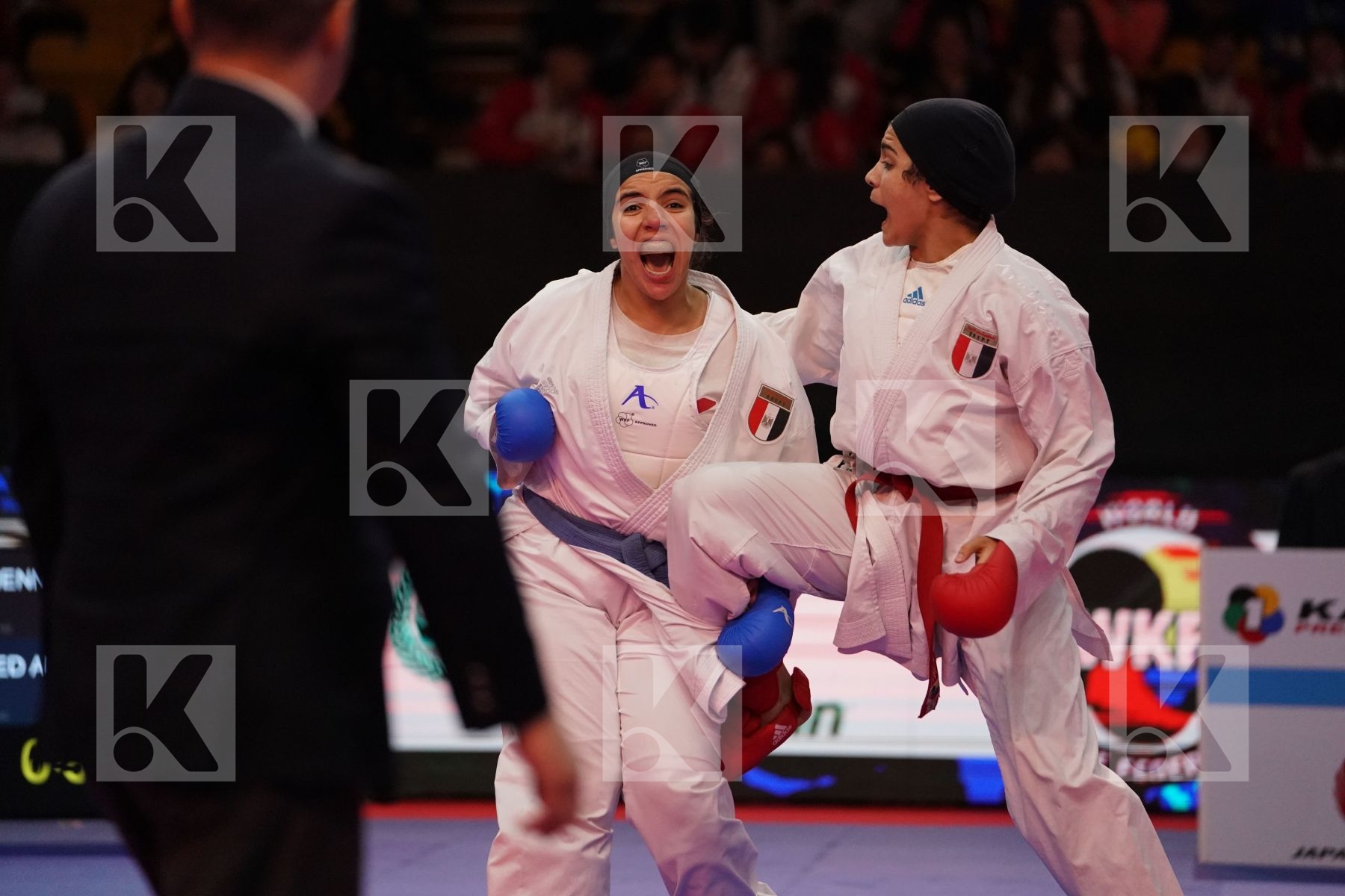 OKILA MENNA SHAABAN (EGYPT) VS MOHAMED AISHA (EGYPT) in Senior Kumite 68+ Kg - Bronze bout